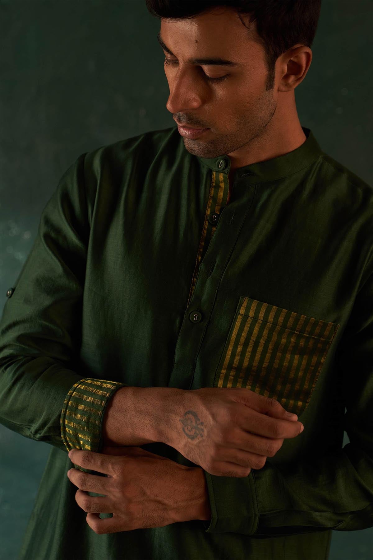 Deep Green Embroidered Kurta Set