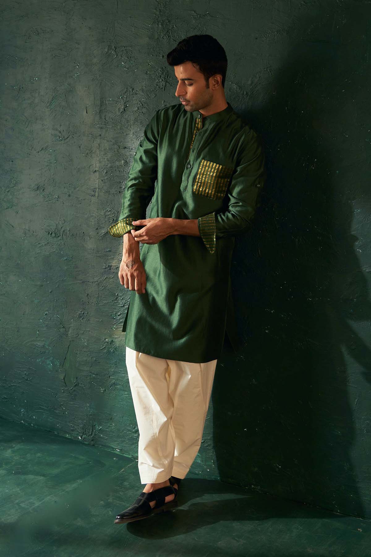 Deep Green Embroidered Kurta Set