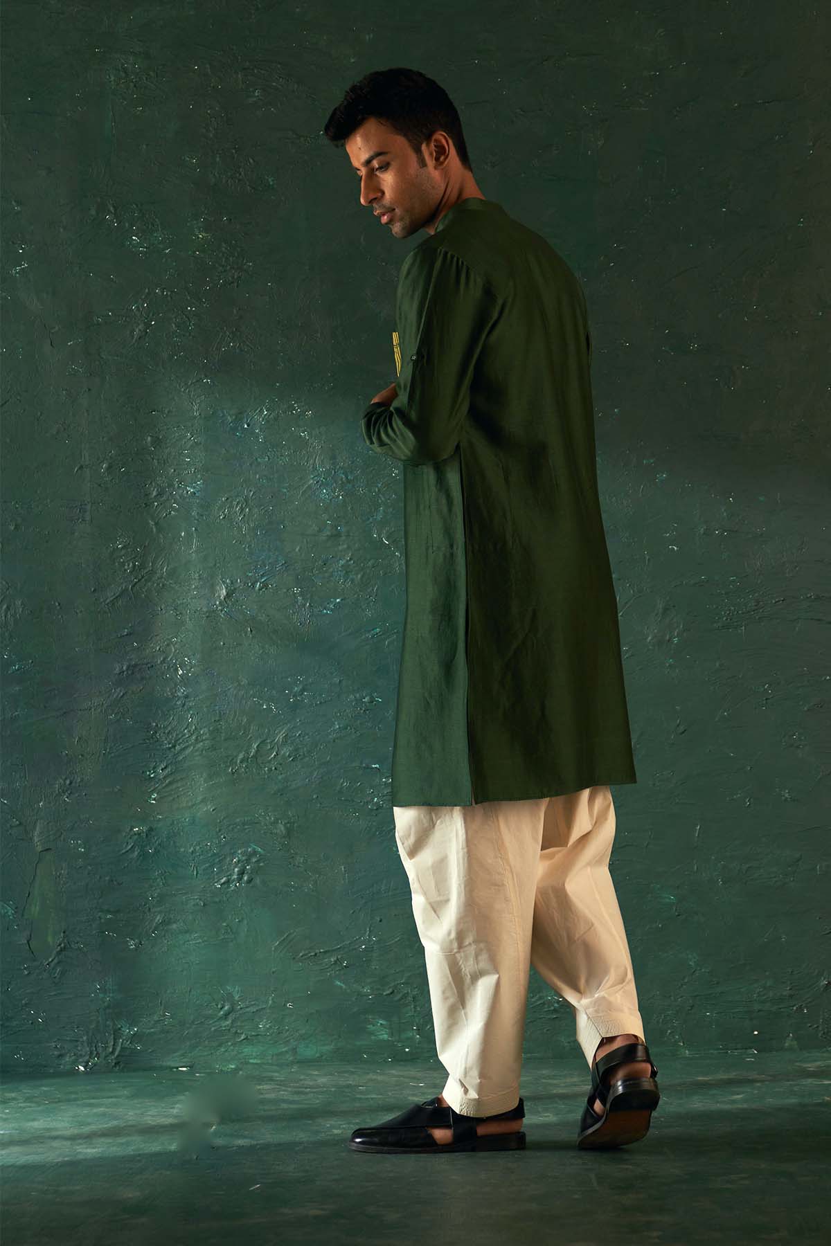 Deep Green Embroidered Kurta Set