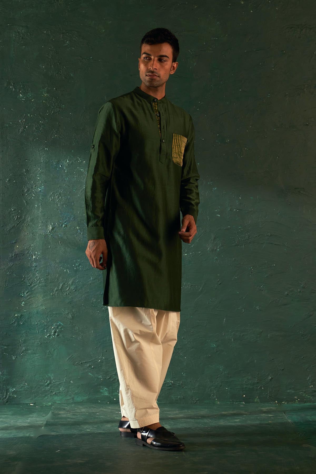 Deep Green Embroidered Kurta Set