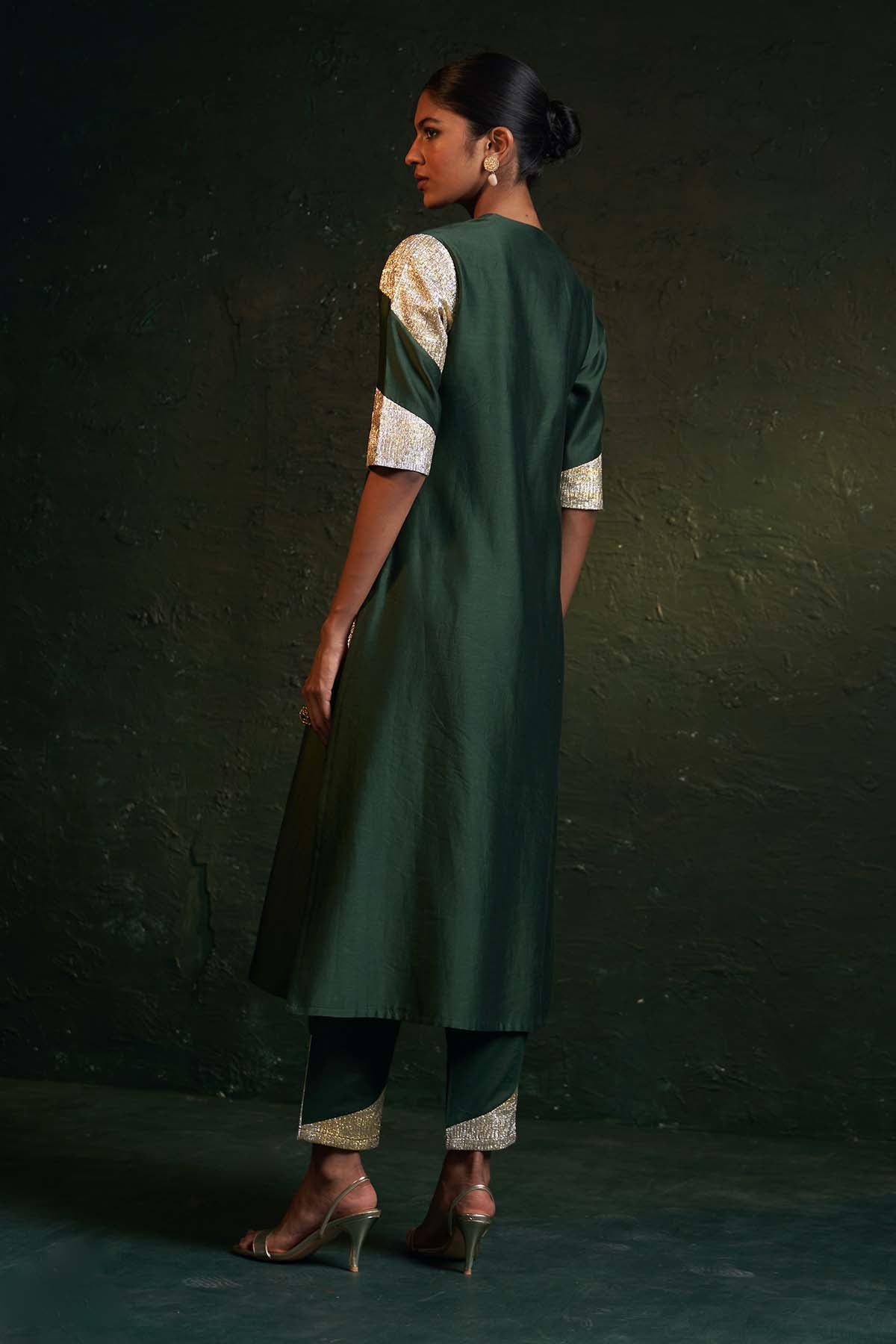 Deep Green Gota Work Kurta Set