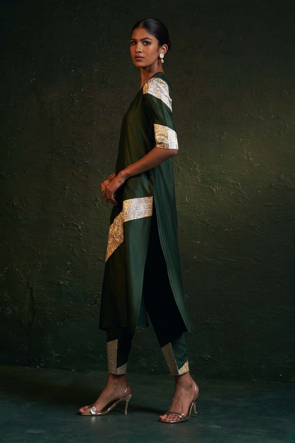 Deep Green Gota Work Kurta Set