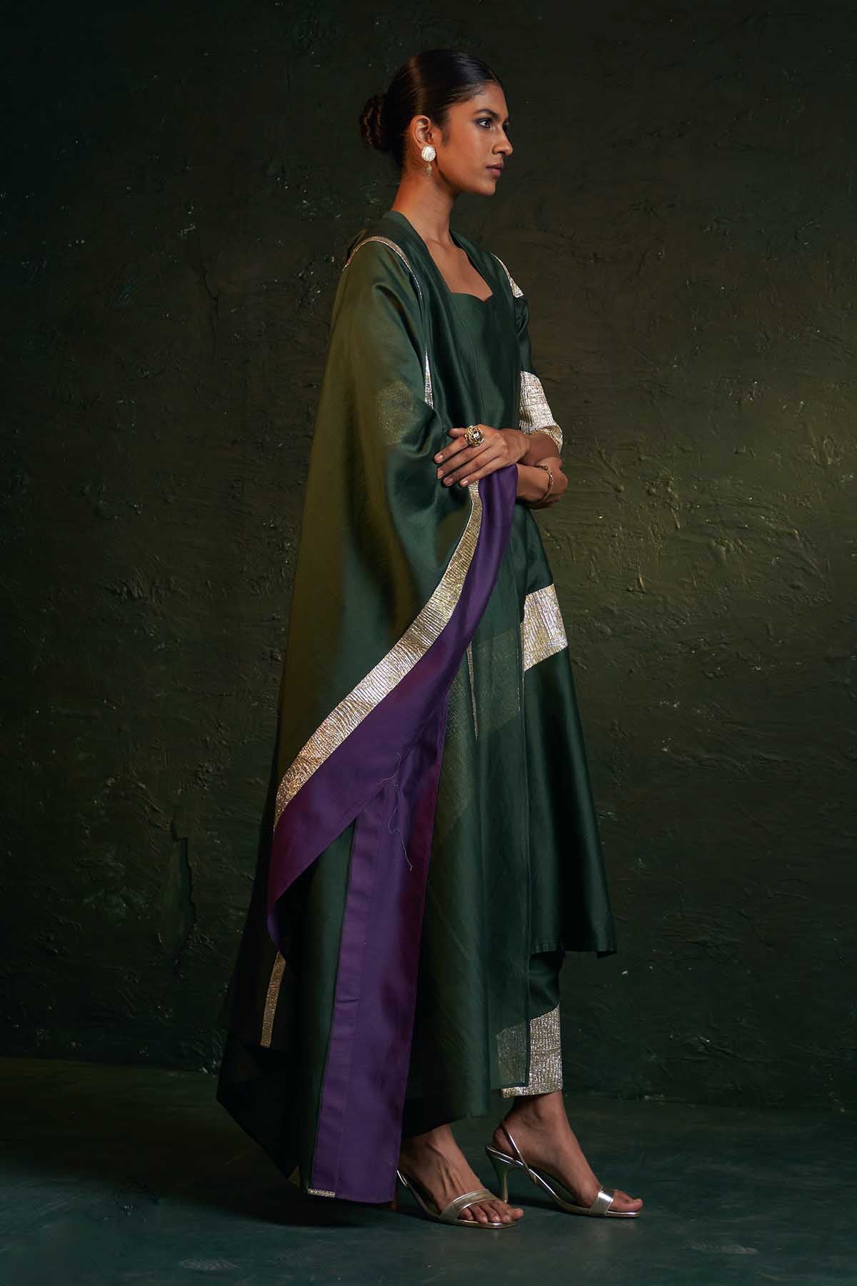 Deep Green Gota Work Kurta Set