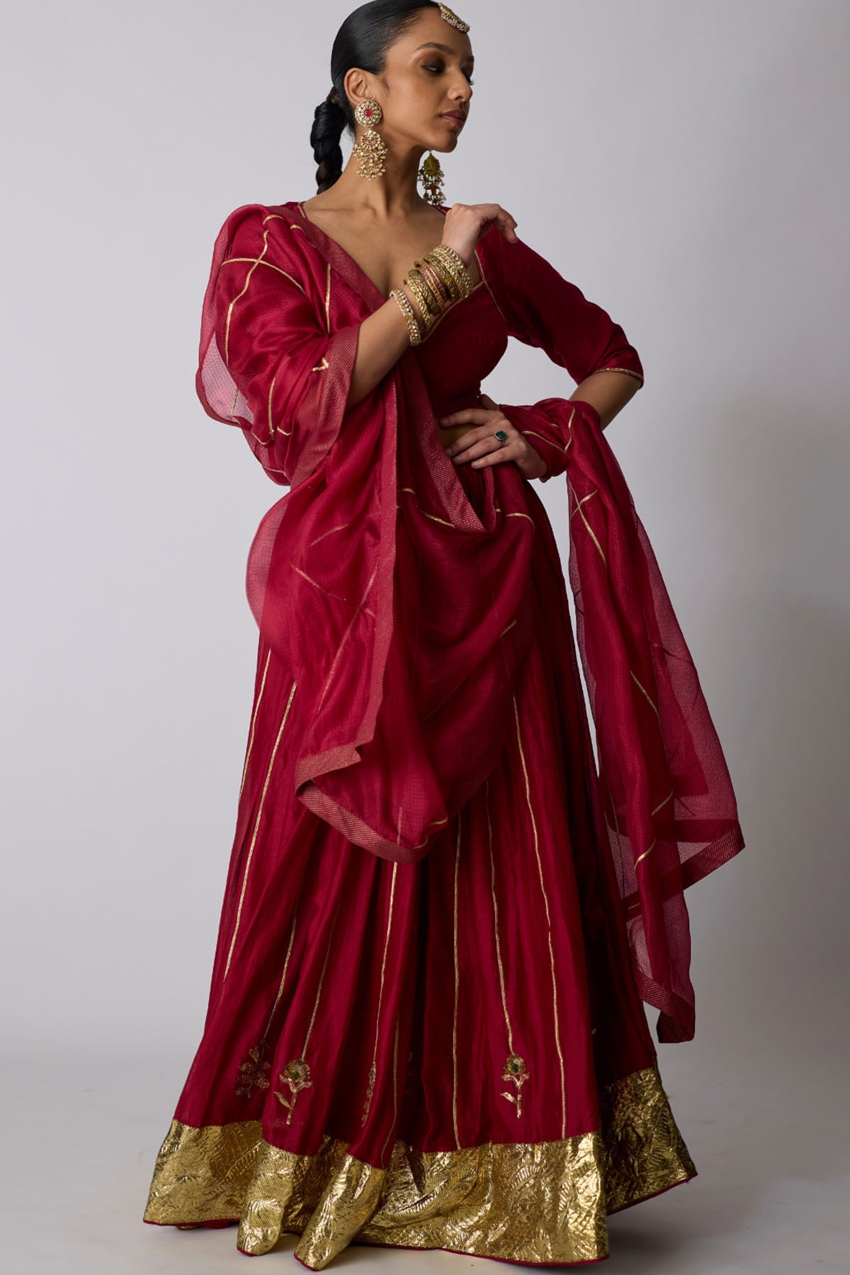 Buy Deep Pink Zardozi Lehenga Set for women by Rhua India online available at scrollnshops