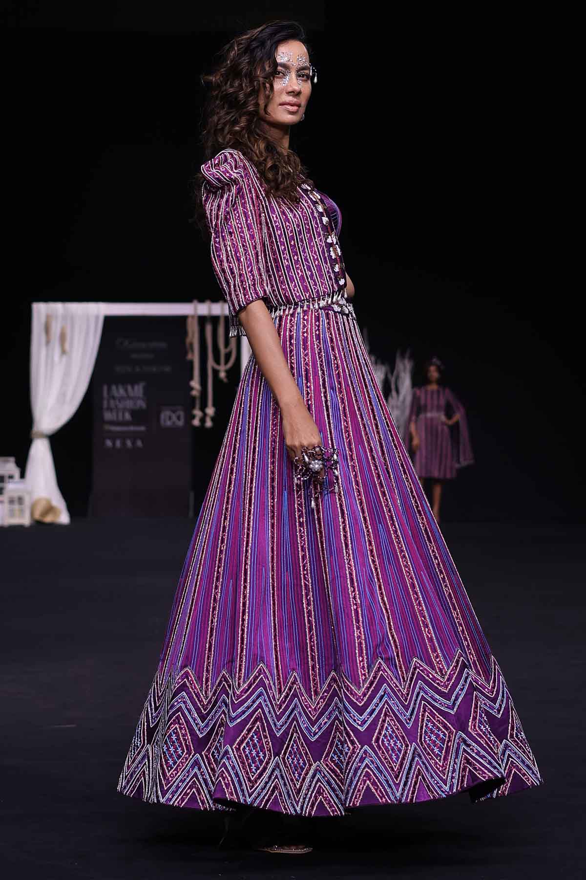 Deep Purple Jacket Lehenga Set