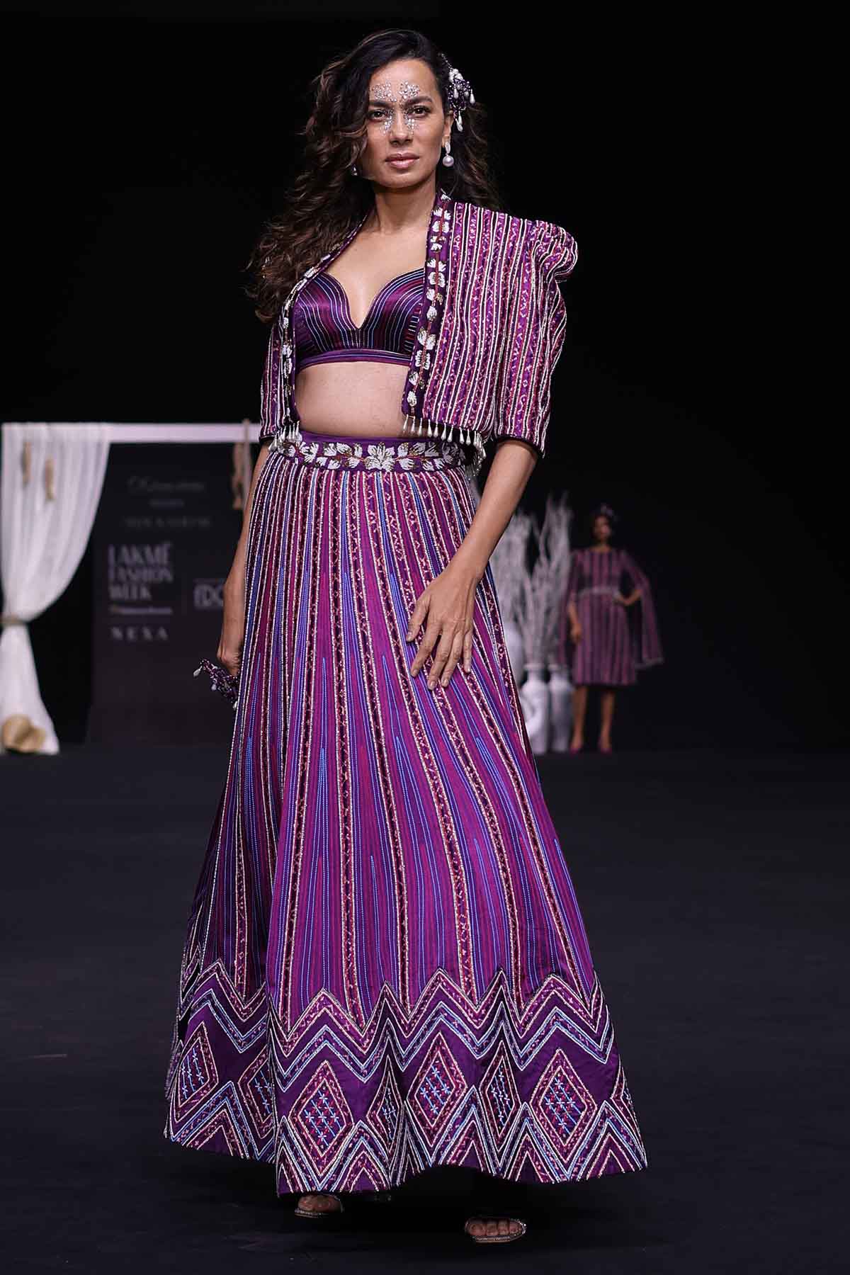 Deep Purple Jacket Lehenga Set