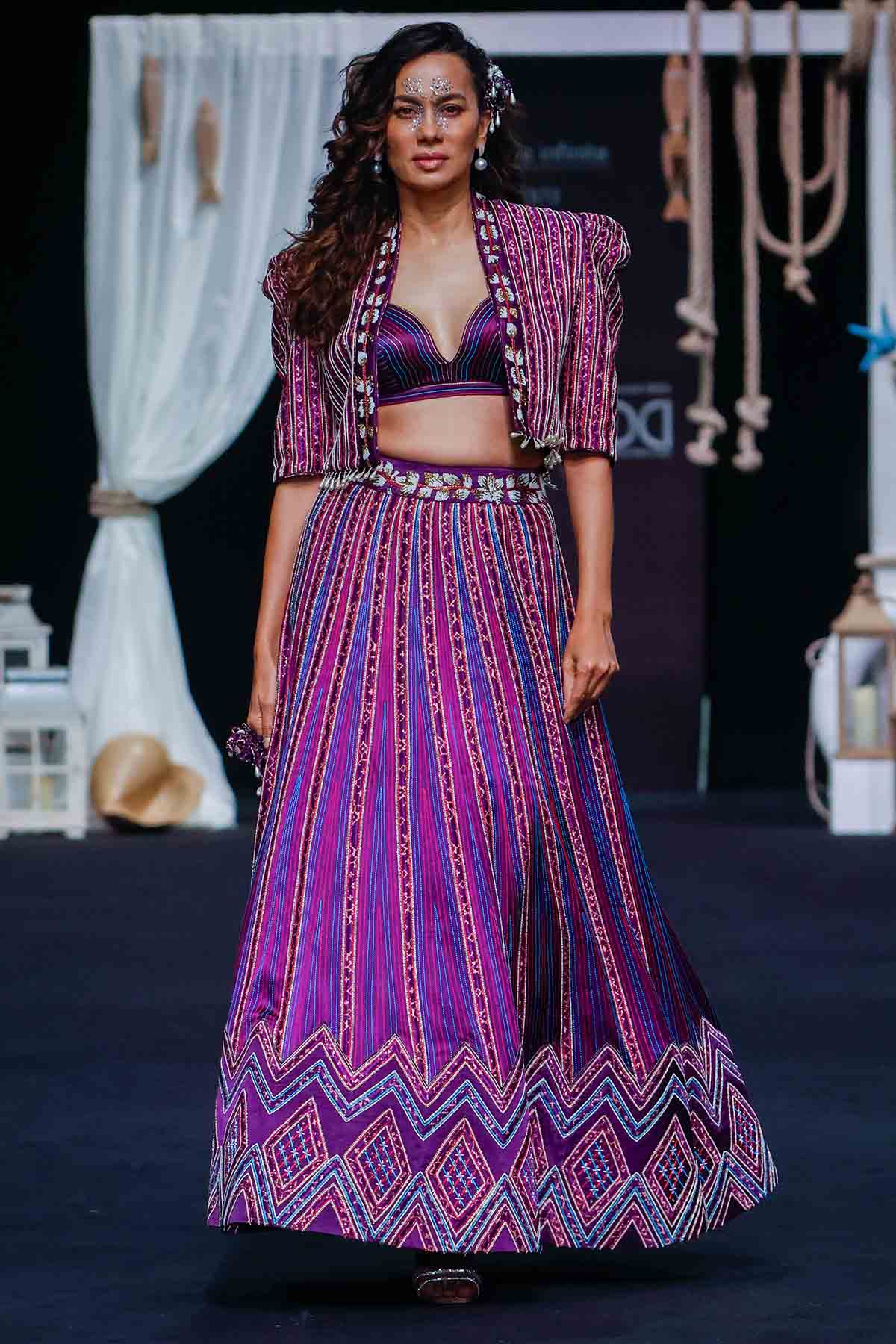 Deep Purple Jacket Lehenga Set