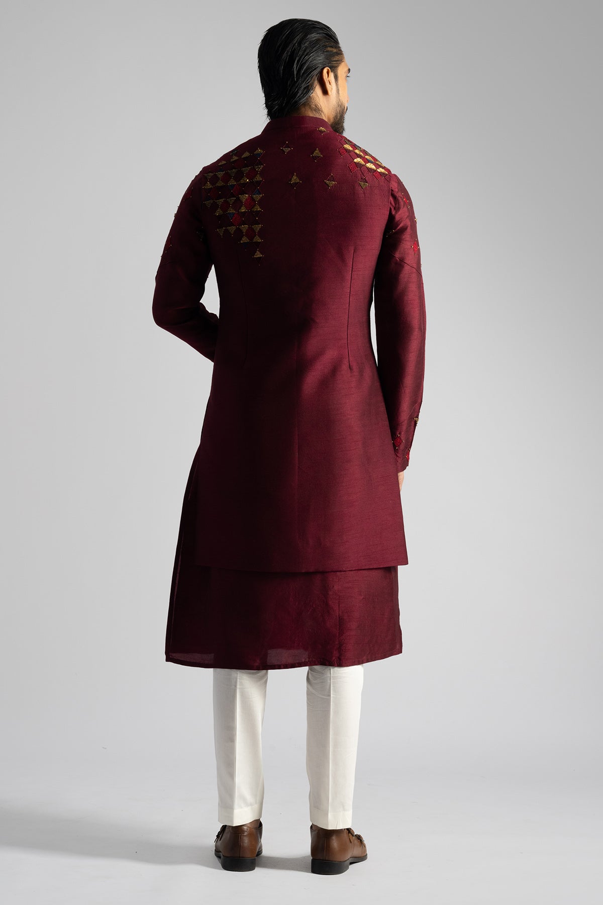 Deep Red Bamberg Silk Kurta Set