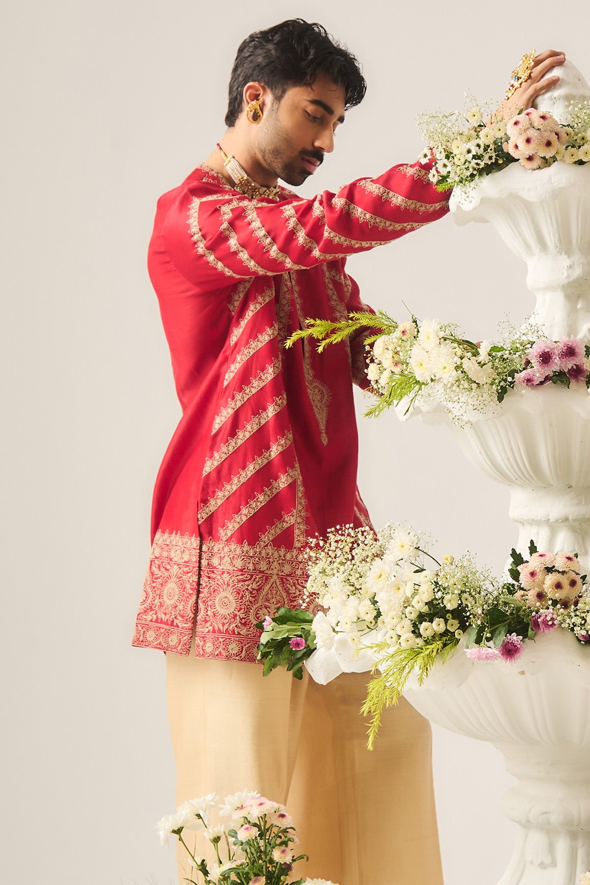 Deep Red Embroidered Kurta Set