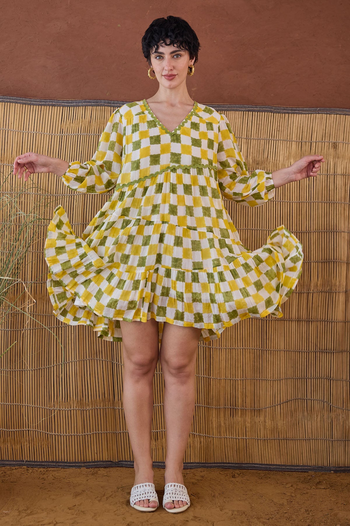 Buy Deep V-Neck Multicolor Dress by Taro India for women online at ScrollnShops