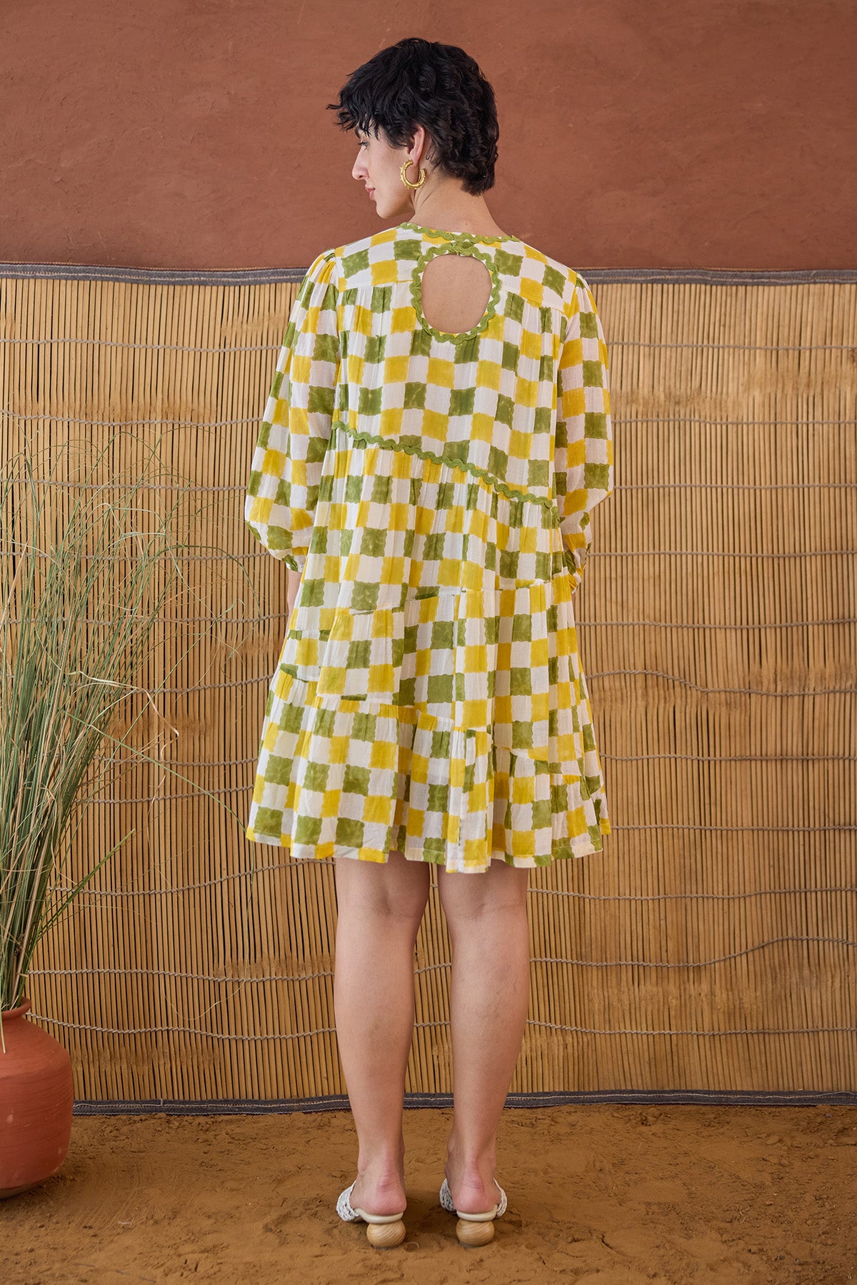 Deep V-Neck Multicolor Dress