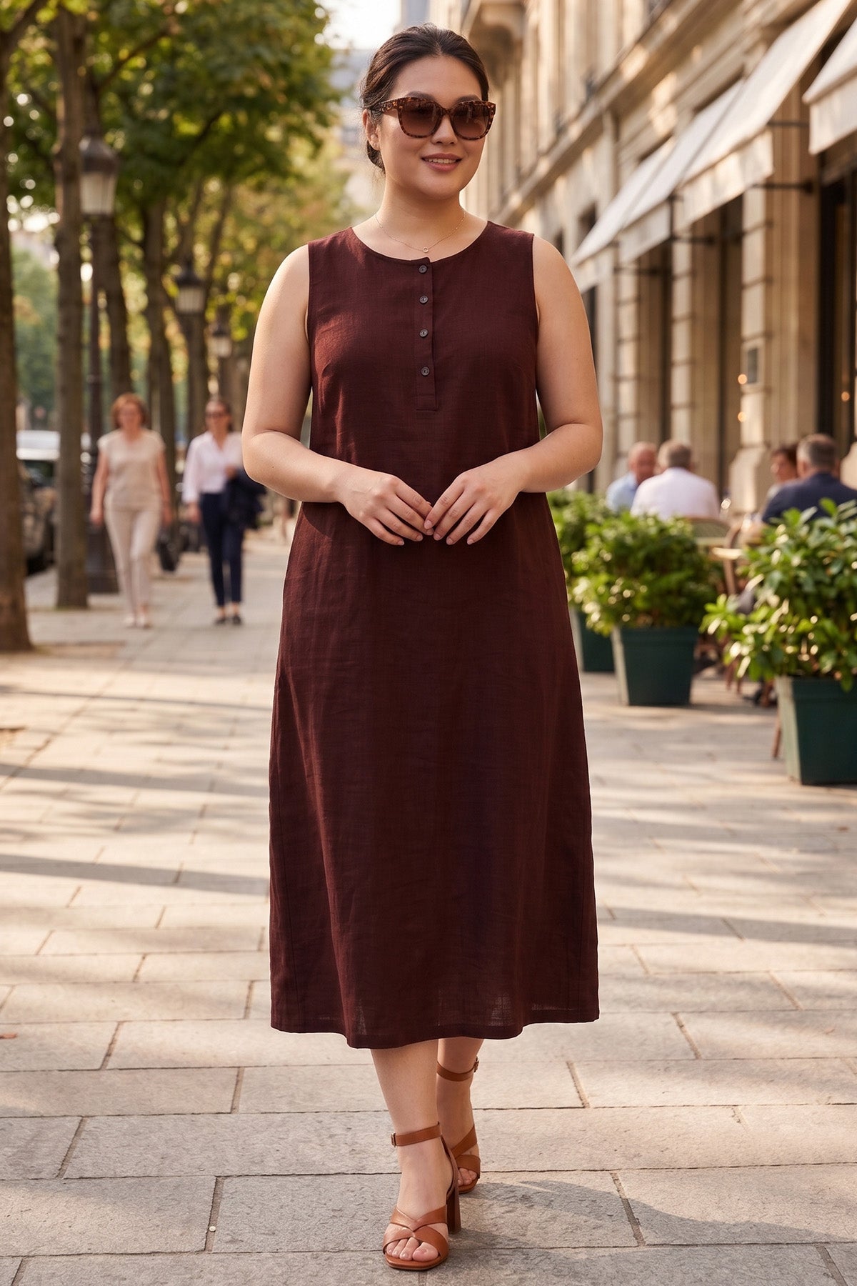 Buy Deep Wine Cotton Linen Dress for women by Sneha B online available at scrollnshops