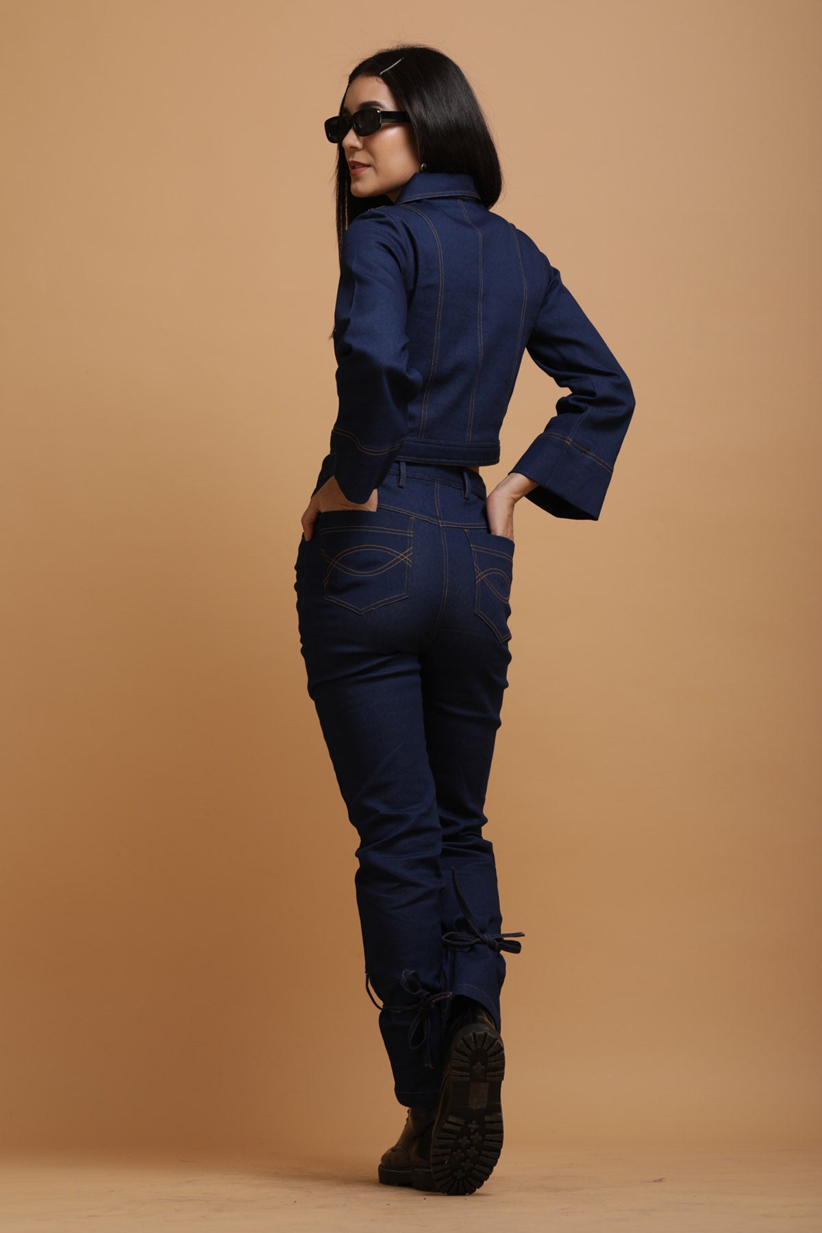 Denim Crop Shirt & Pant Set