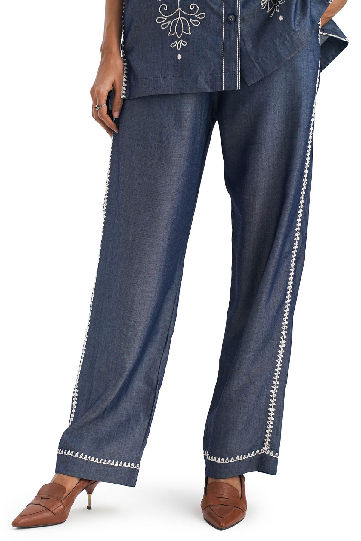 Denim Embroidered Co-ord Set