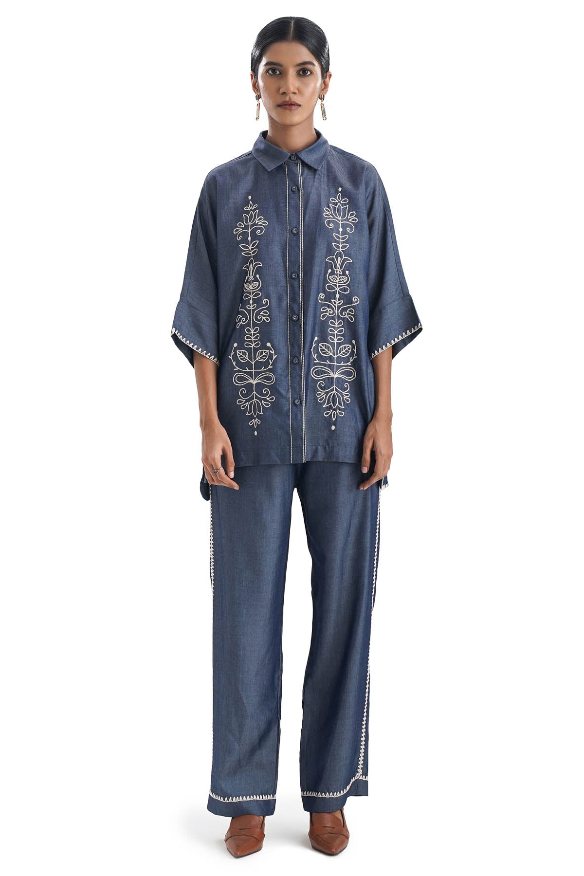 Denim Embroidered Co-ord Set