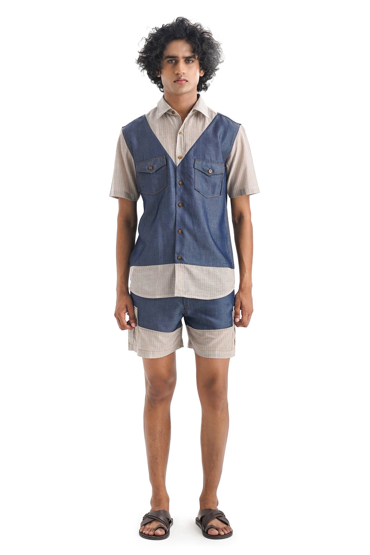 Denim Stripes Waistcoat Shirt