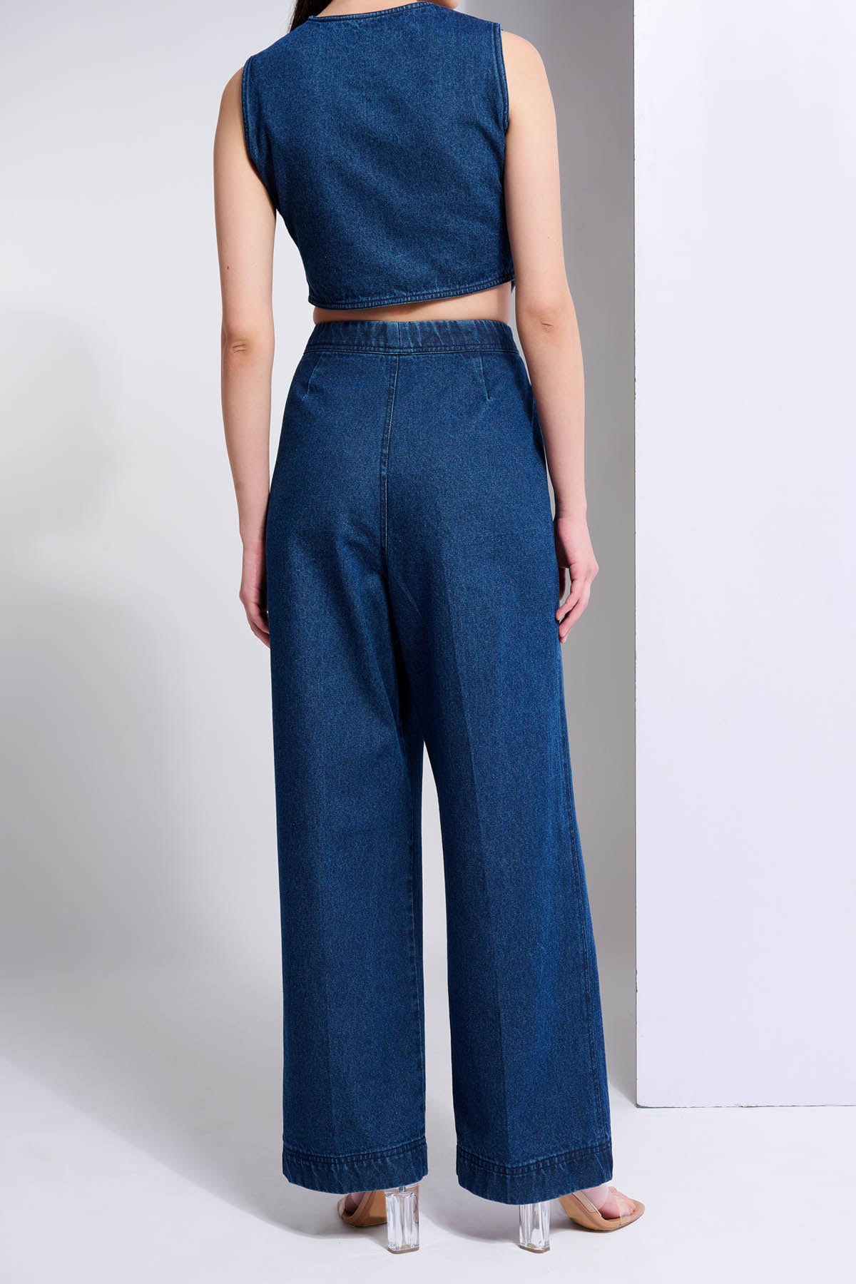 Denim Buttons Baggy Trousers