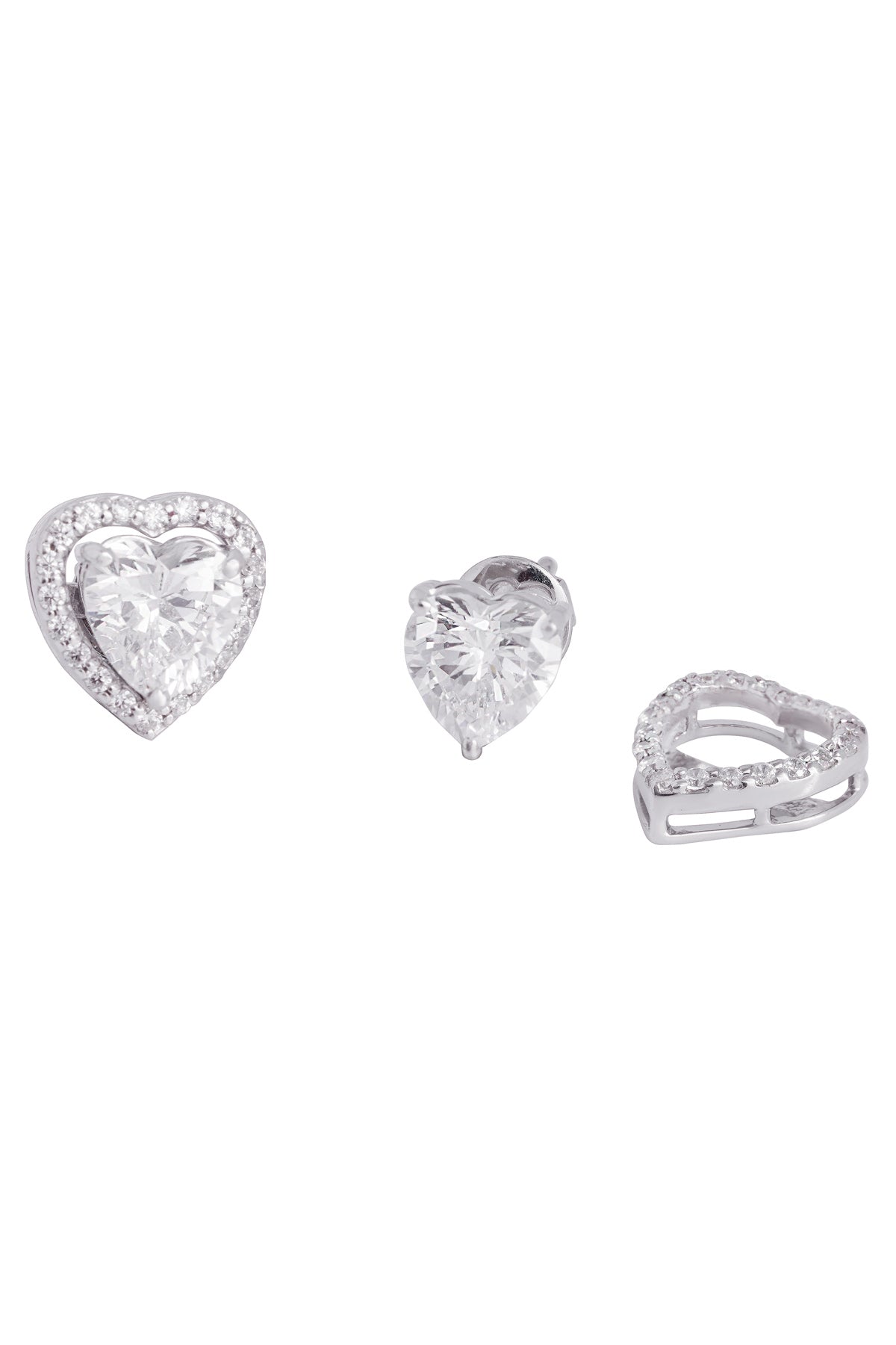 Detachable Heart Solitaire Studs
