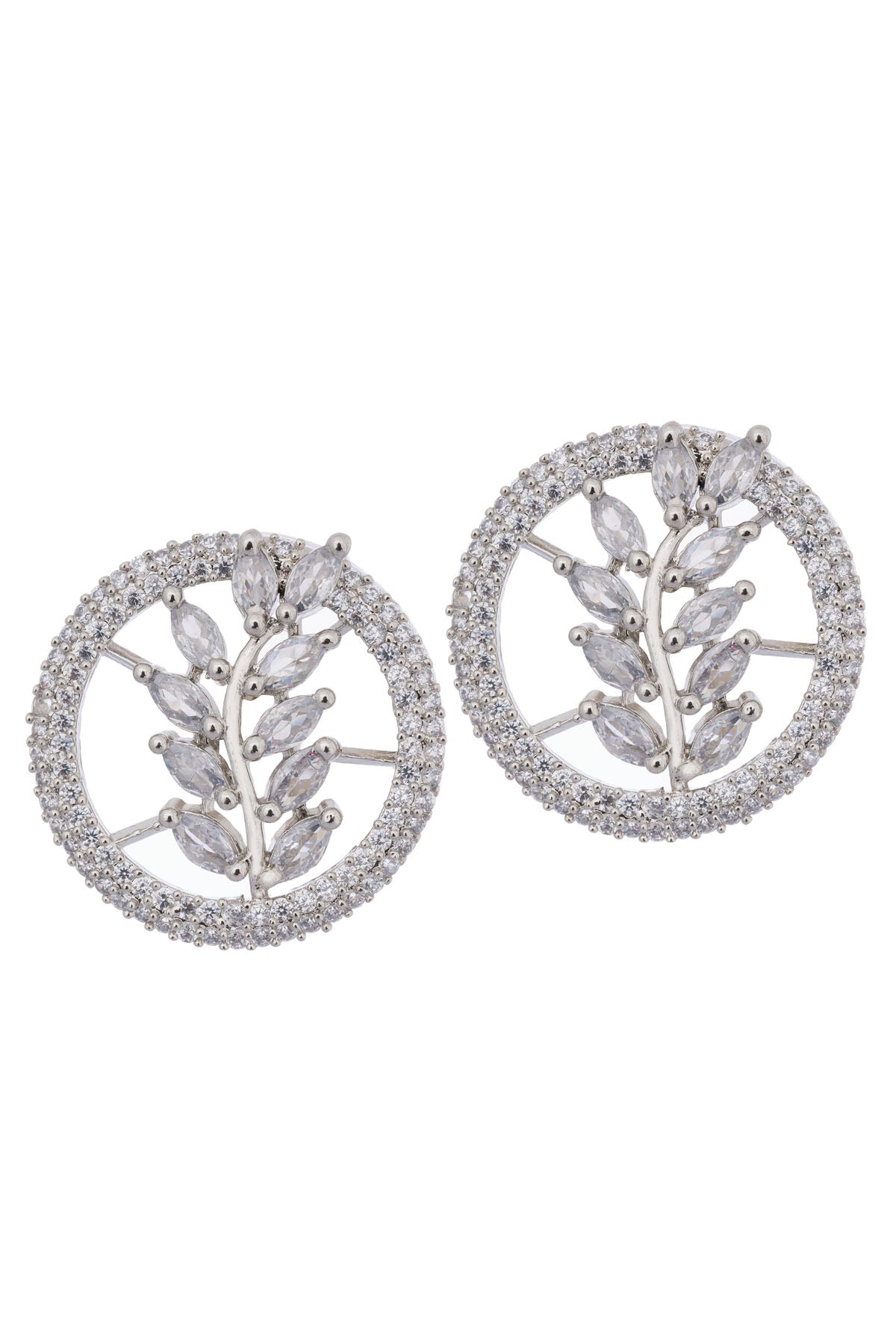 Diamond Leaf Studded Earrings