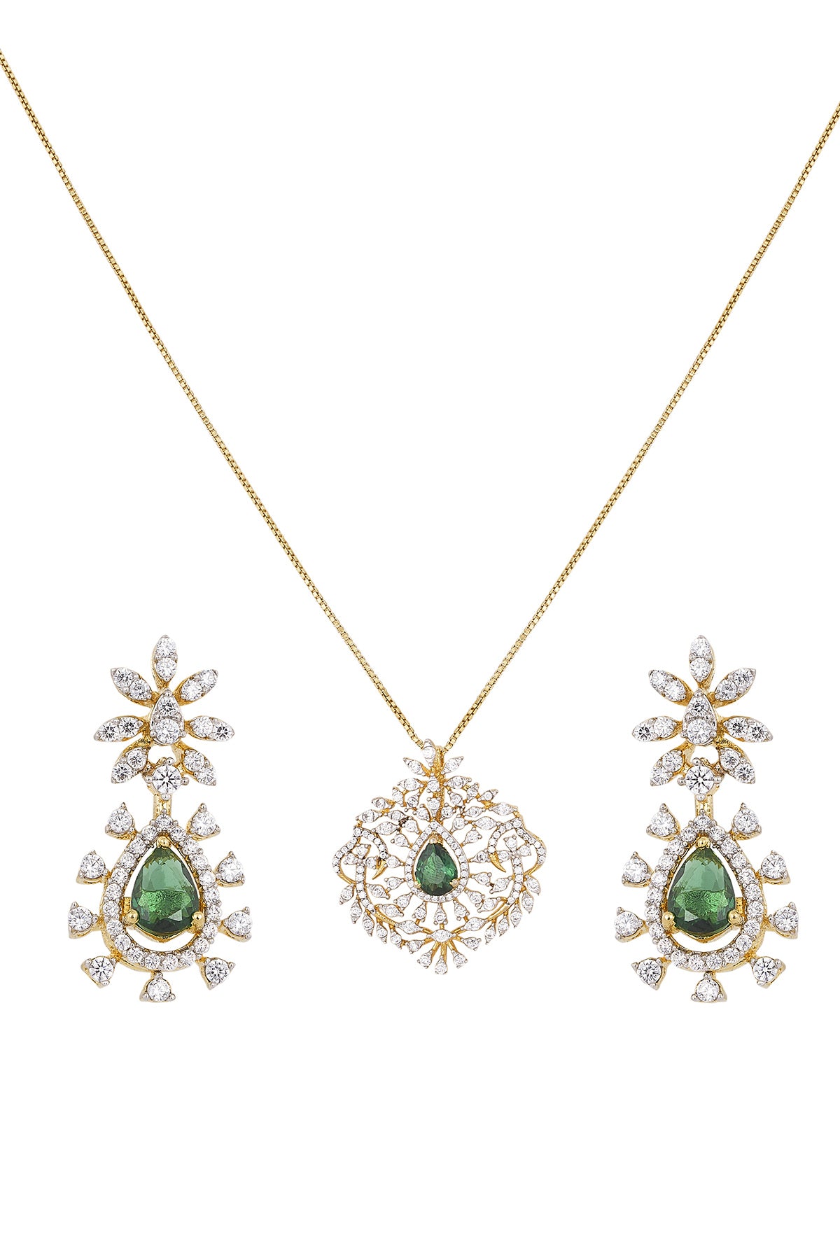 Diamond Gold Plated Pendant Set