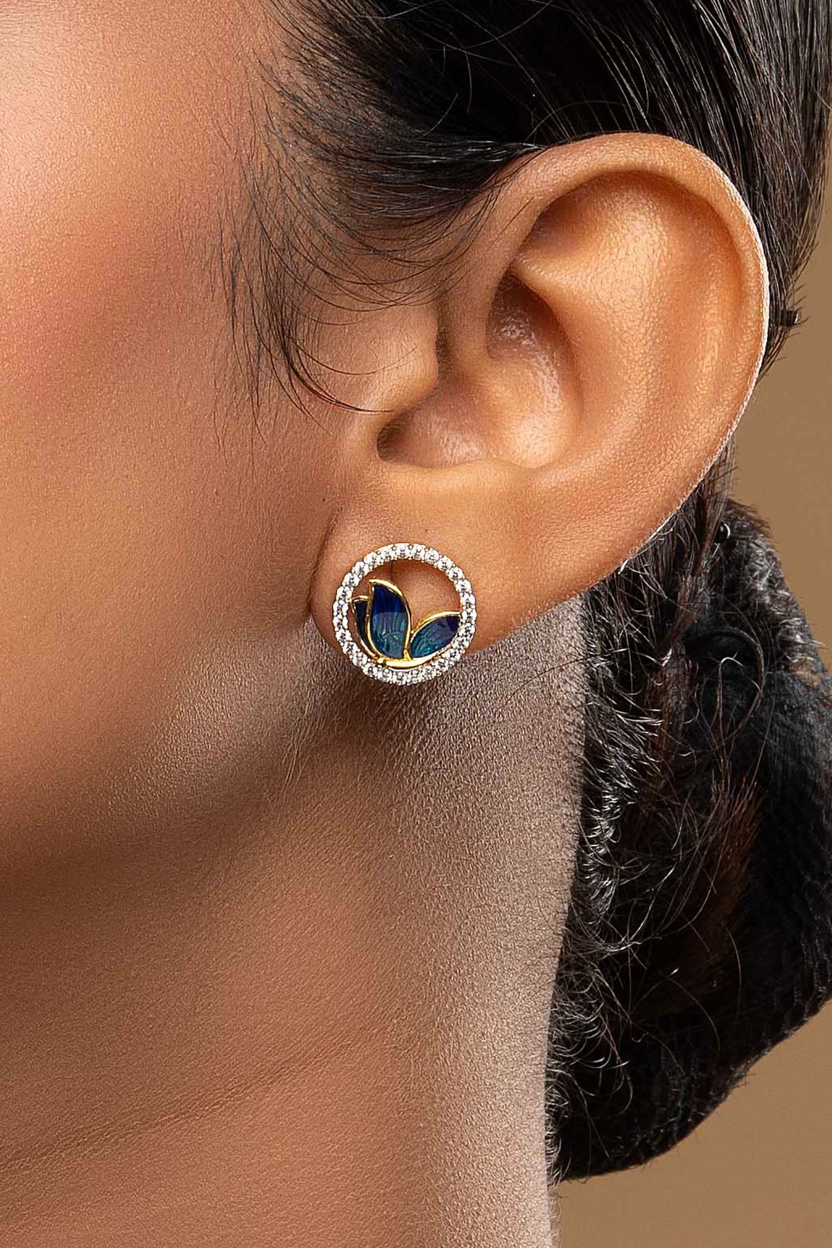 Buy Diamond Round Butterfly Earring for women by Sica online available at scrollnshops