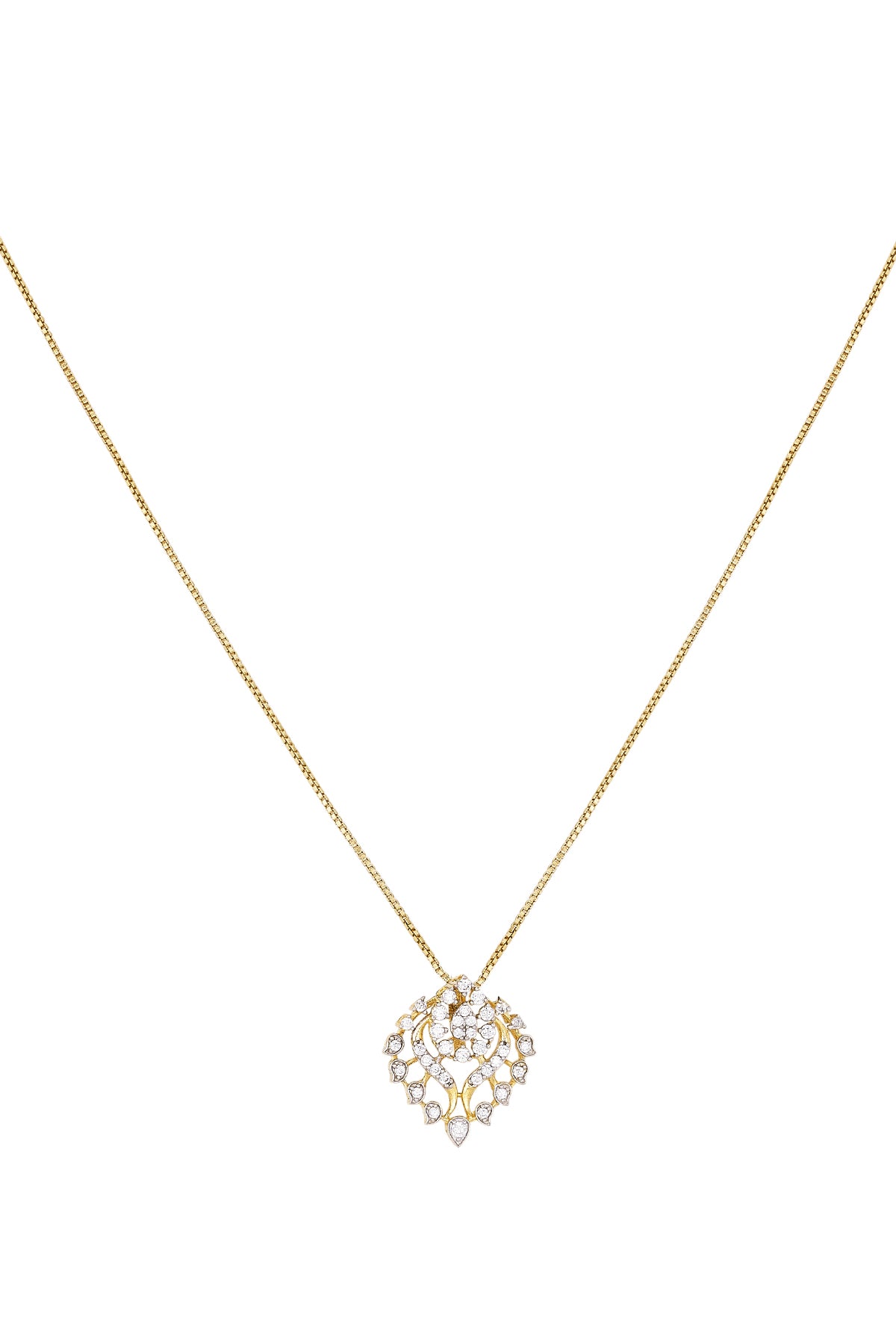 Diamond Studed Gold Pendant Set