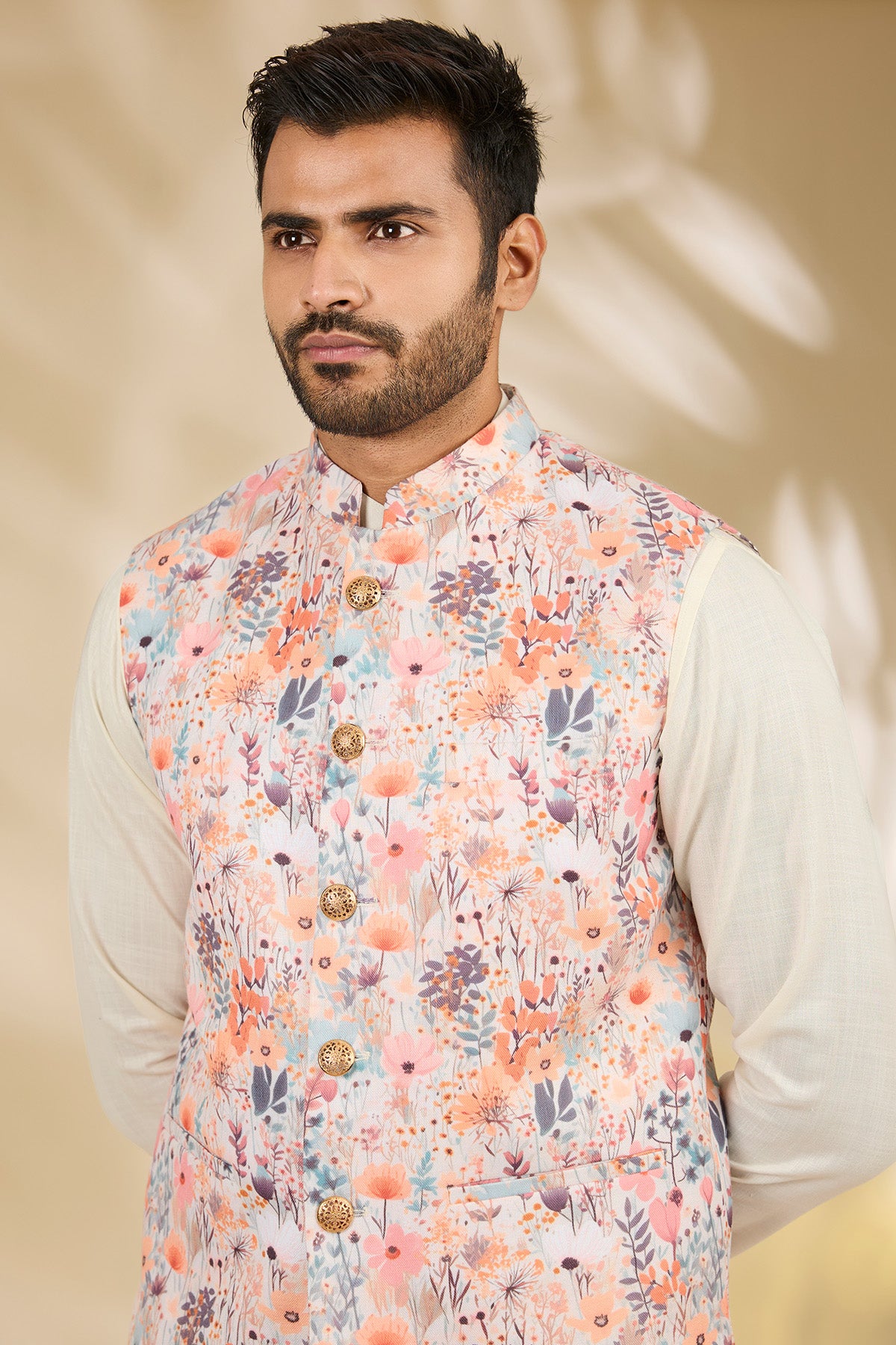 Digital Printed Ivory Kurta Set