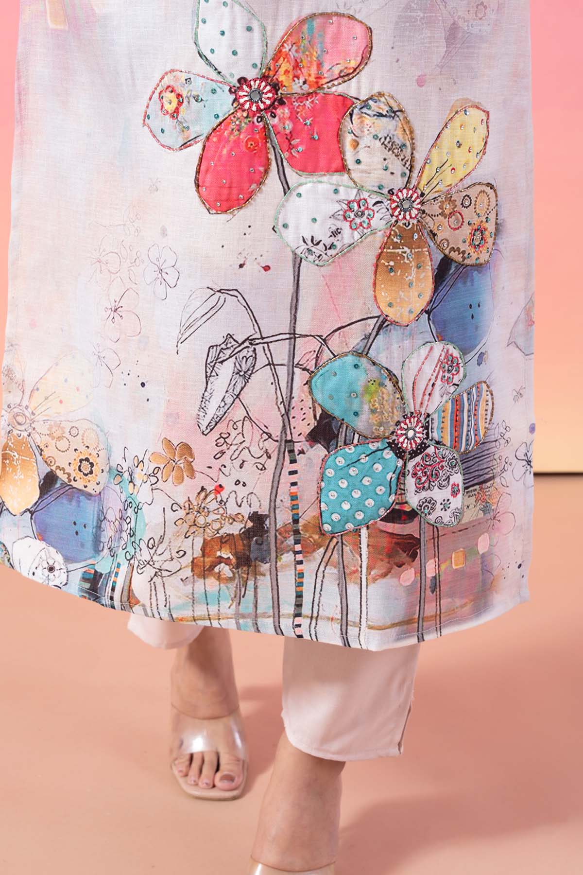 Digital Printed Linen Kurta Set