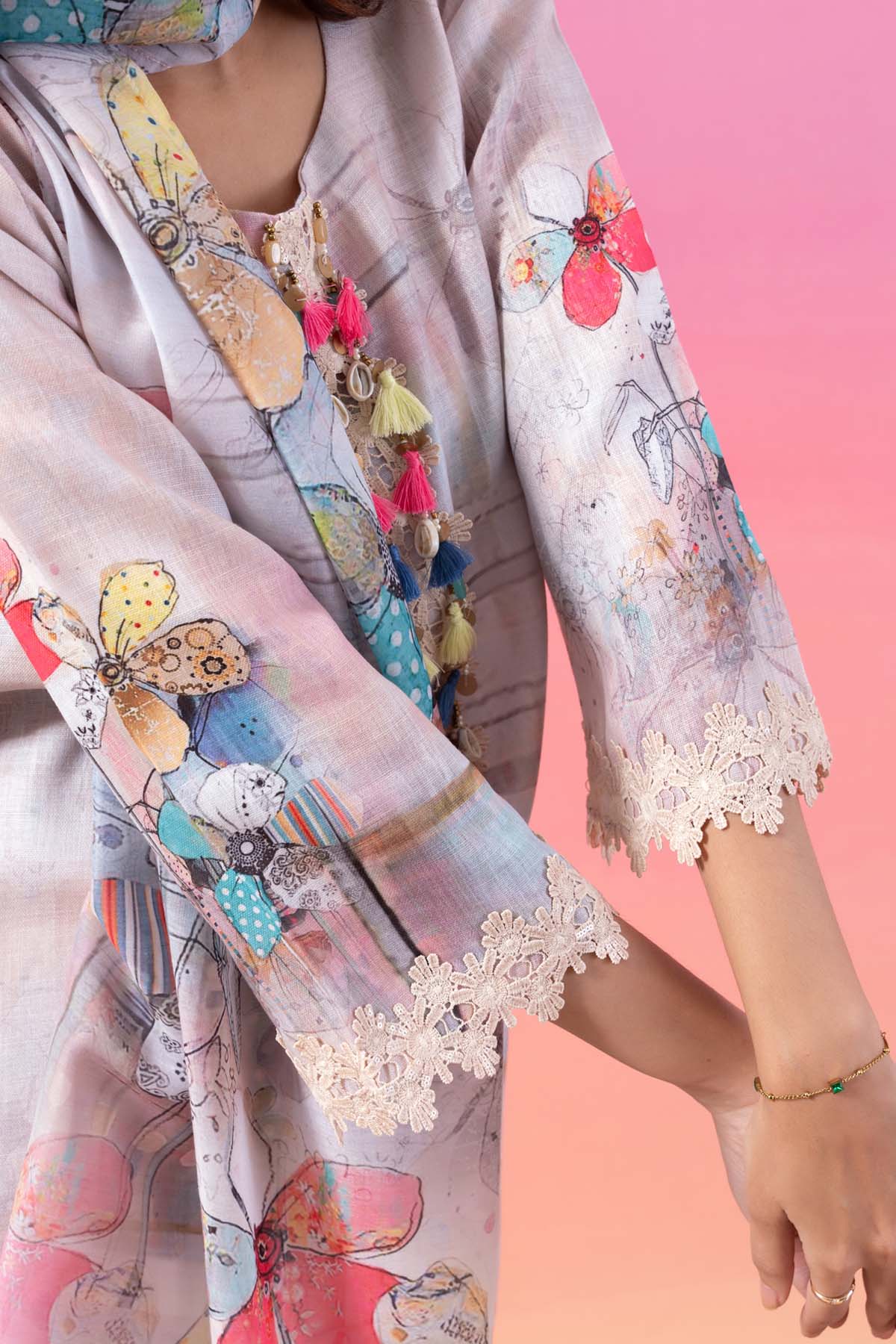 Digital Printed Linen Kurta Set