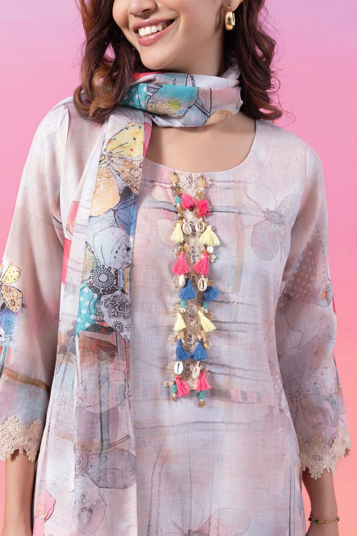 Digital Printed Linen Kurta Set