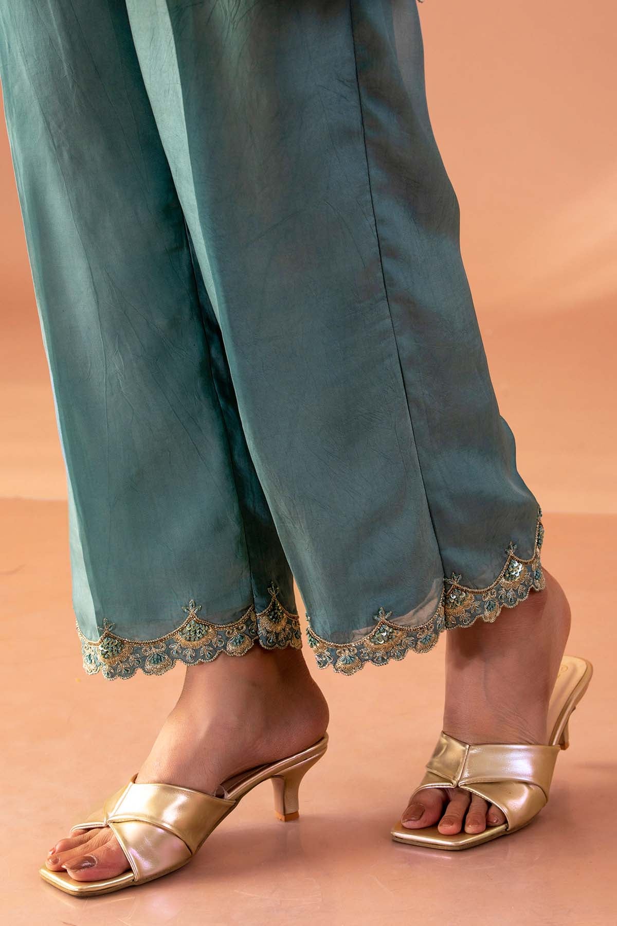 Dirt Blue Embroidered Kurta Set