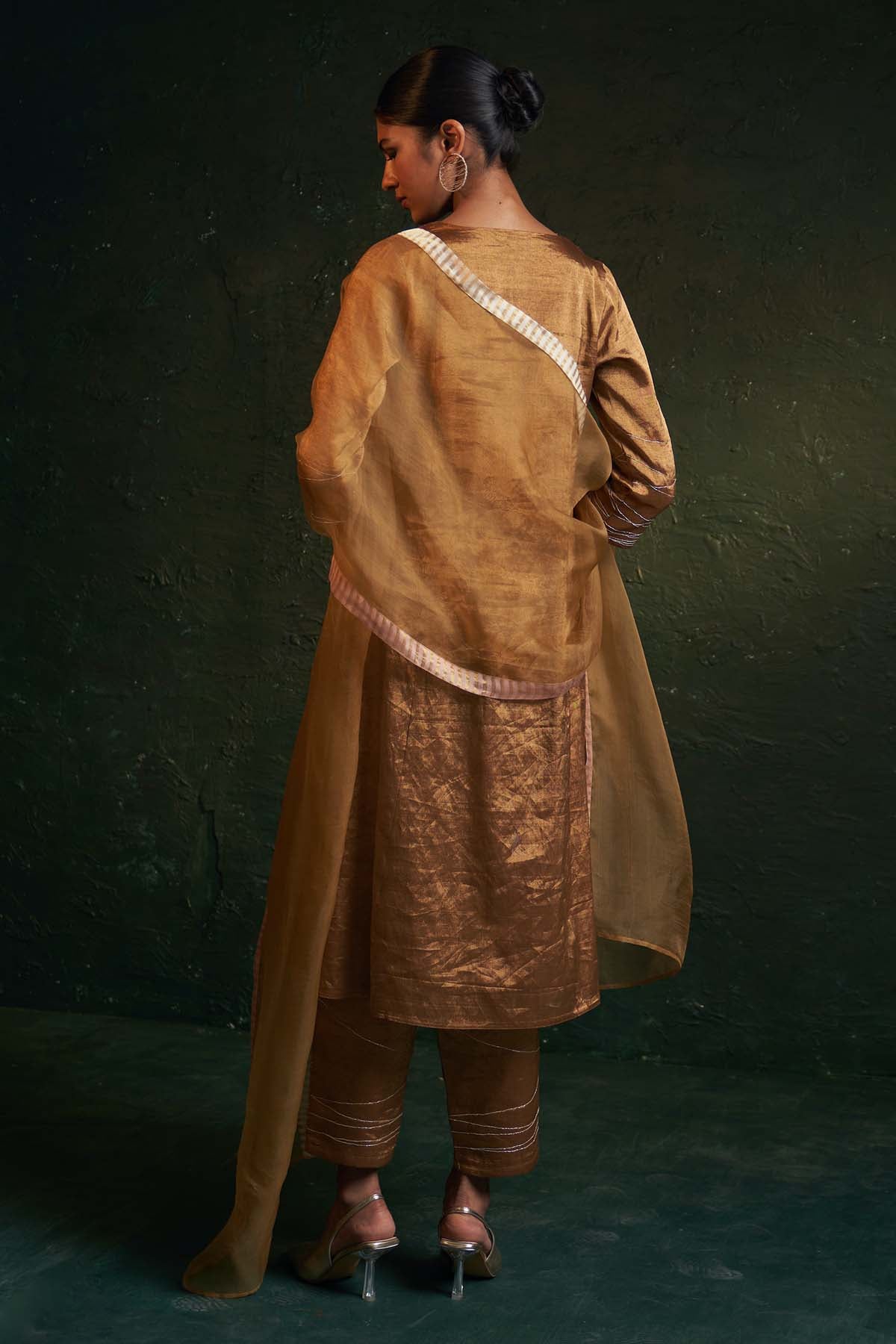 Dori Embroidered Gold Kurta Set