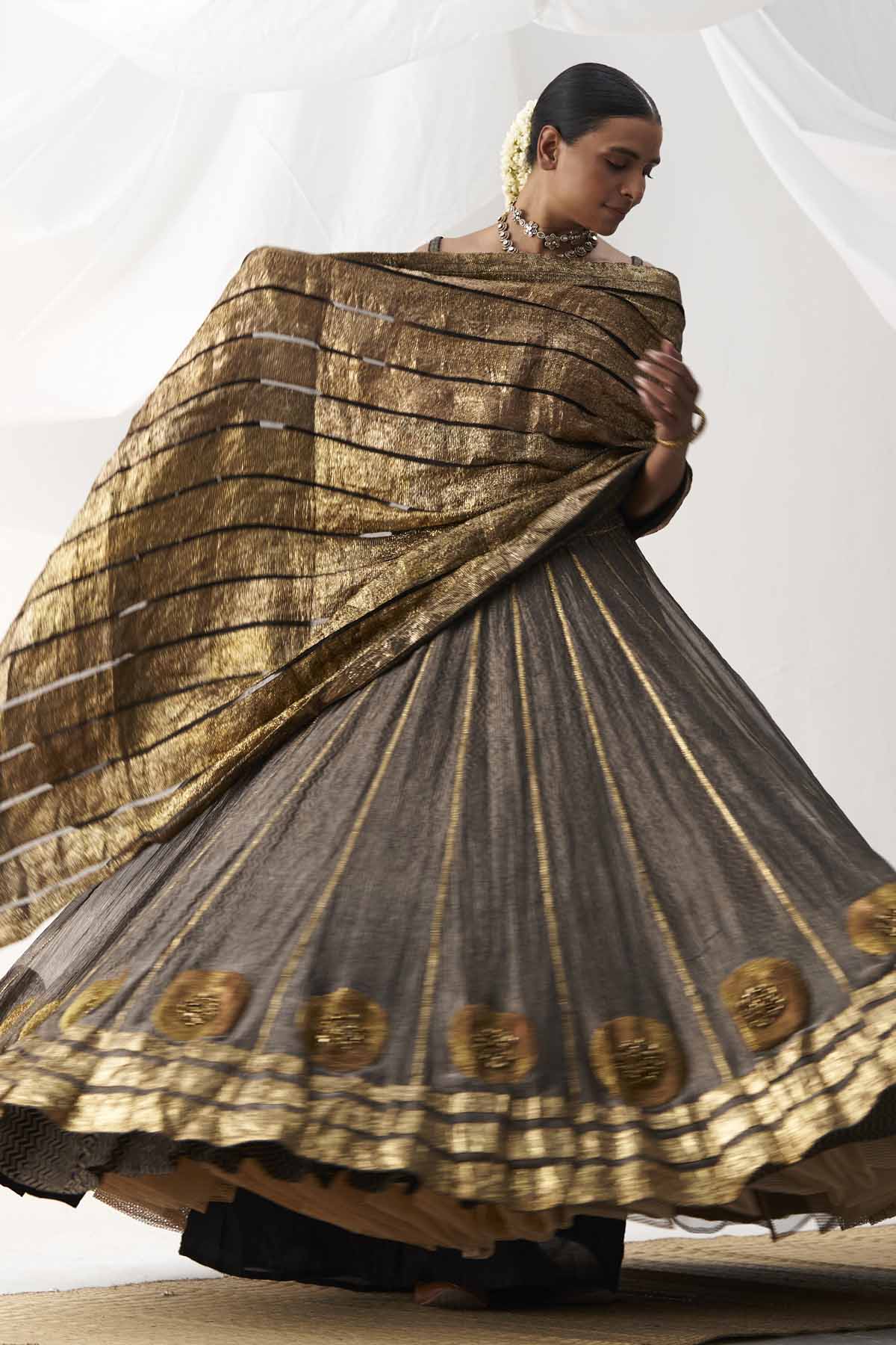 Dot Embroidered Lehenga Set