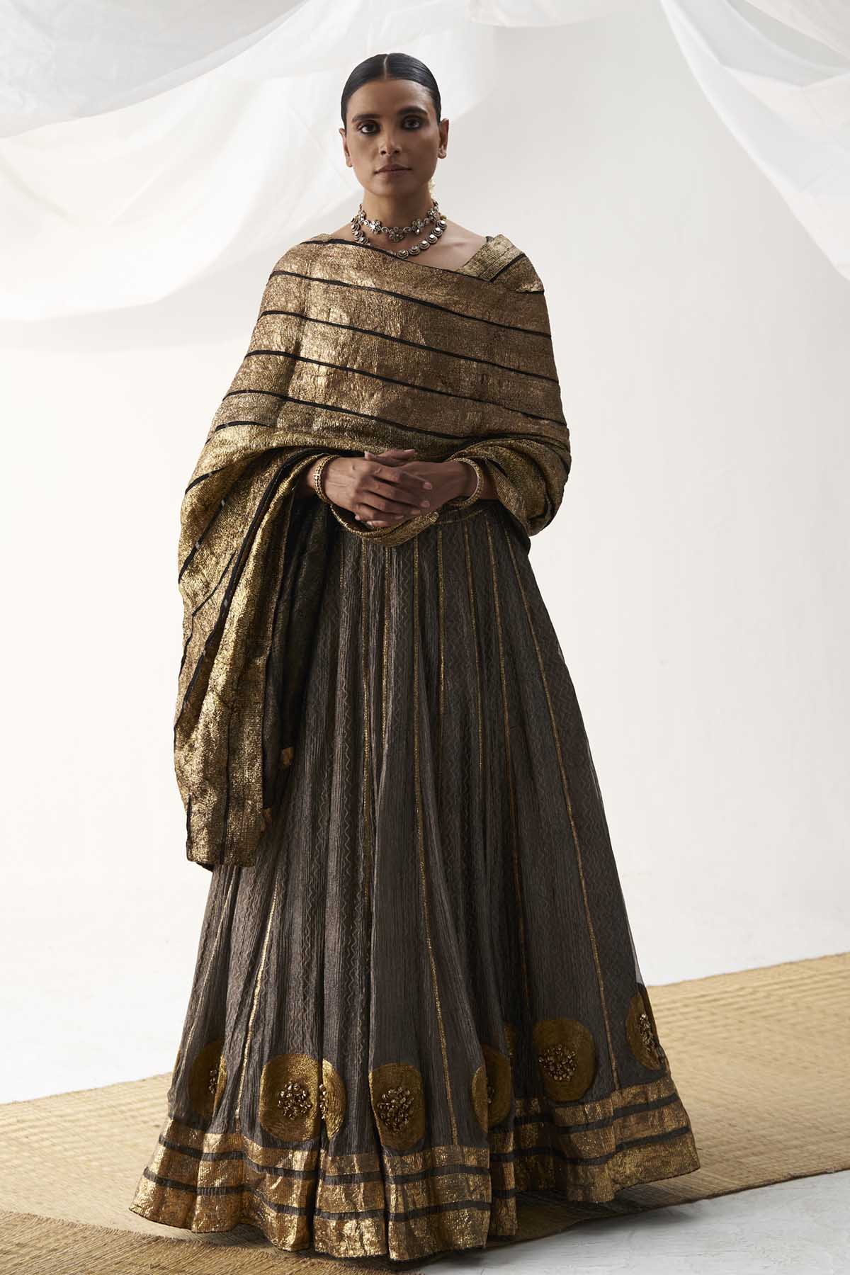 Dot Embroidered Lehenga Set