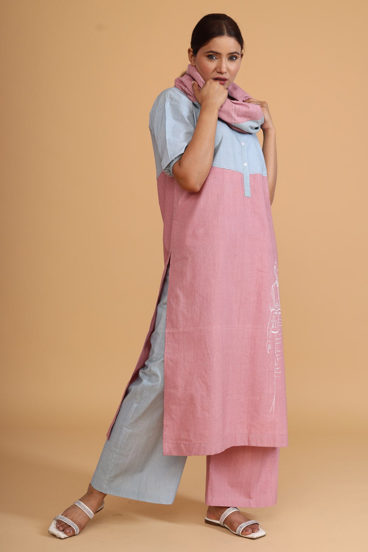 Double Shade Co-ord Set & Scarf