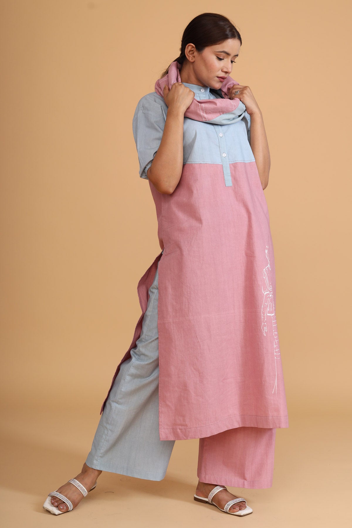 Double Shade Co-ord Set & Scarf