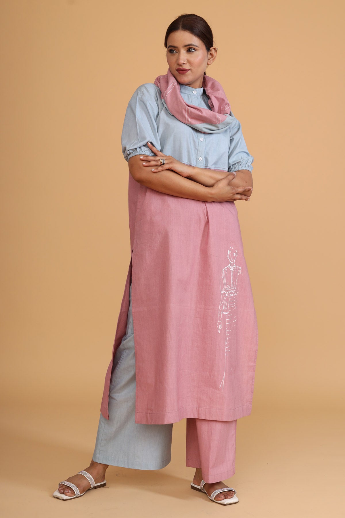 Double Shade Co-ord Set & Scarf