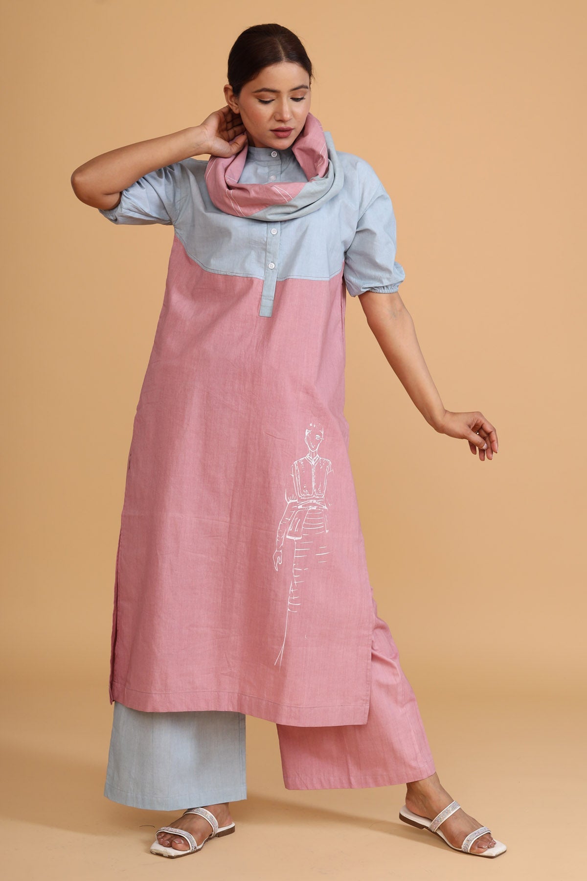 Buttoned Kaftan Co-ord Set - Effortless Elegance at ScrollnShops