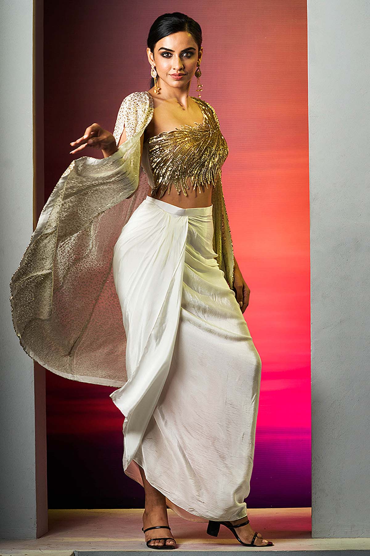 Drape Dhoti Skirt & Cape Set