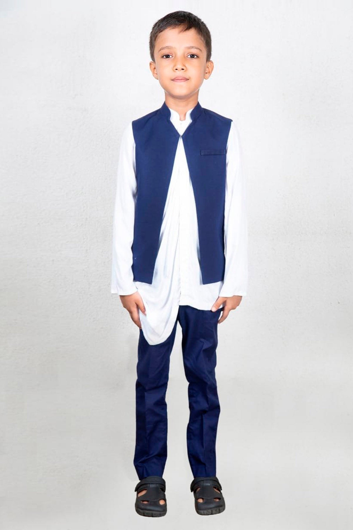 Designer Little Brats Drape Shirt, Jacket & Pants For Kids Available online at ScrollnShops