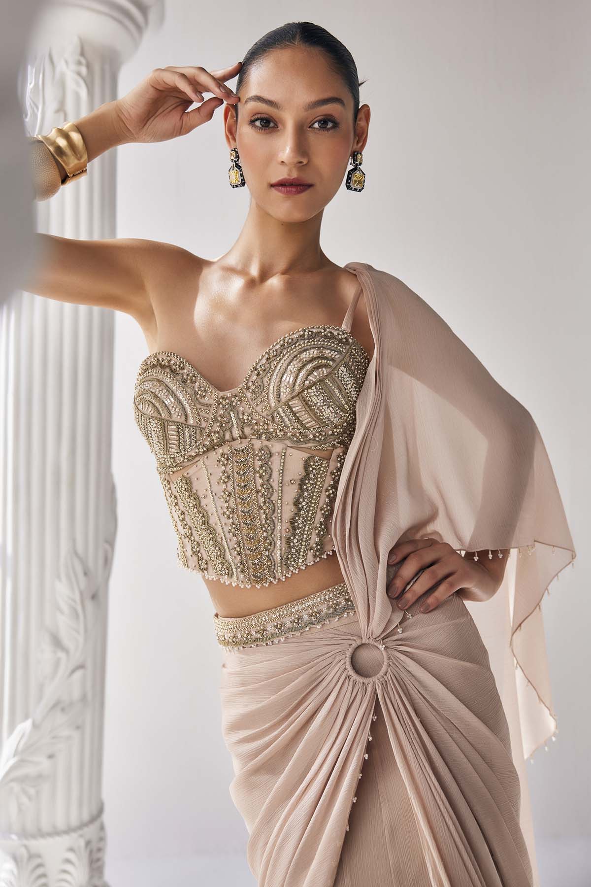 Draped Shimmer Chiffon Saree