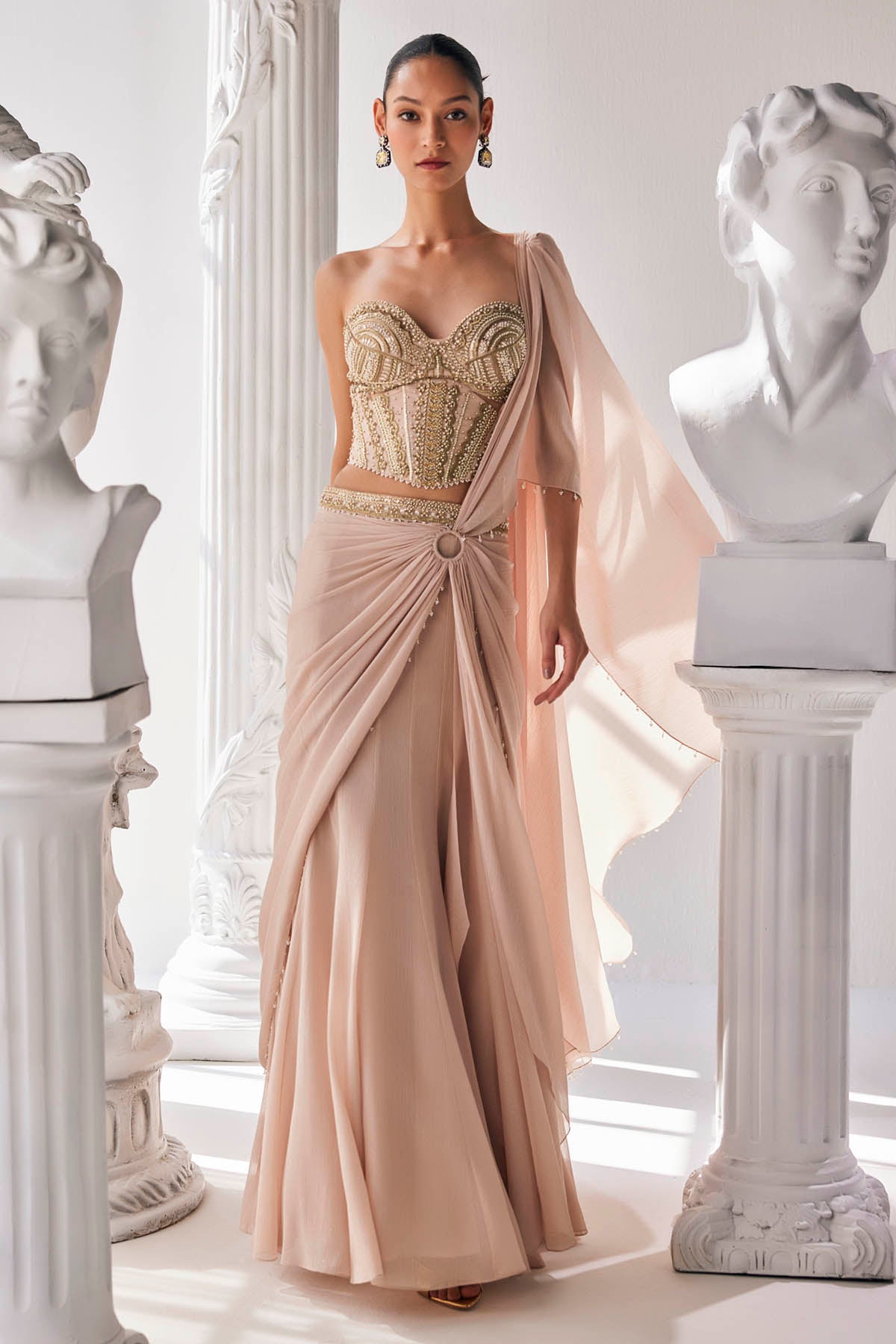 Draped Shimmer Chiffon Saree