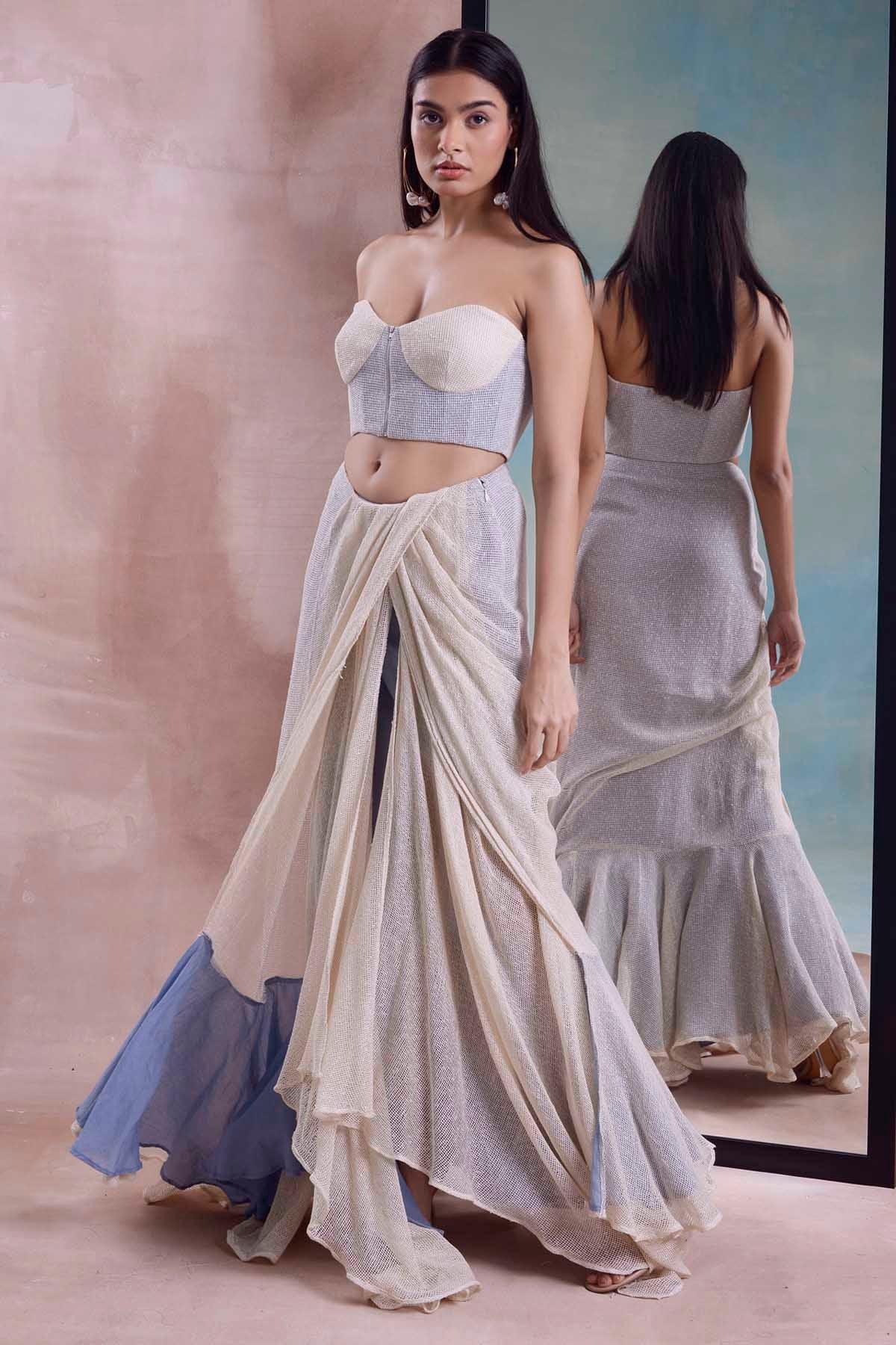 Draped Slit Skirt & Corset Top