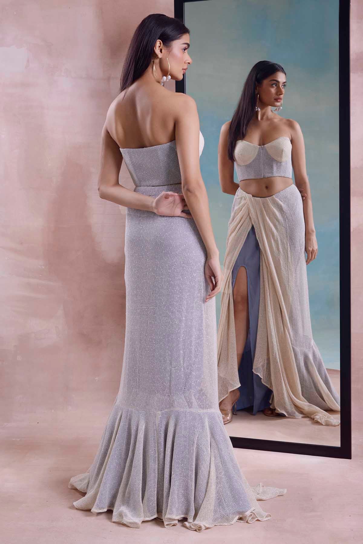 Draped Slit Skirt & Corset Top