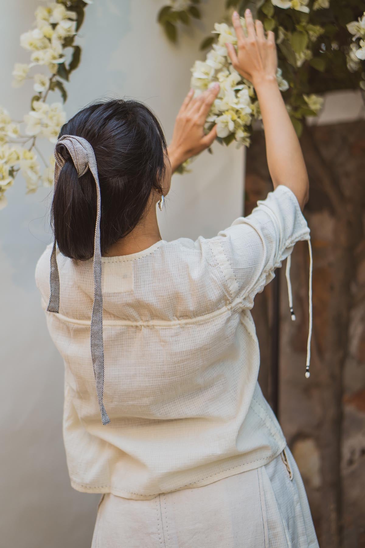 Drawstring Adorn Ruched Top