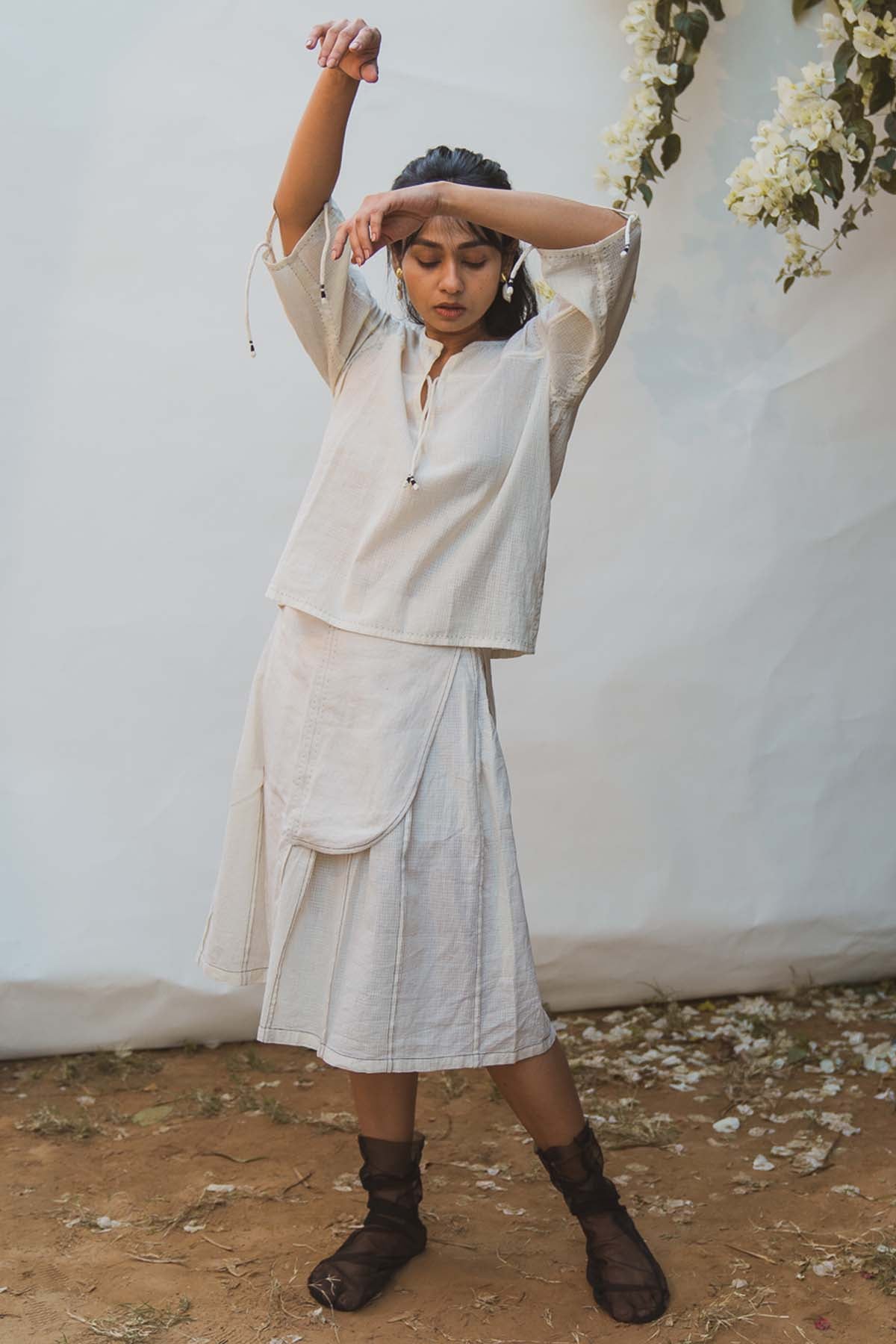 Drawstring Adorn Ruched Top