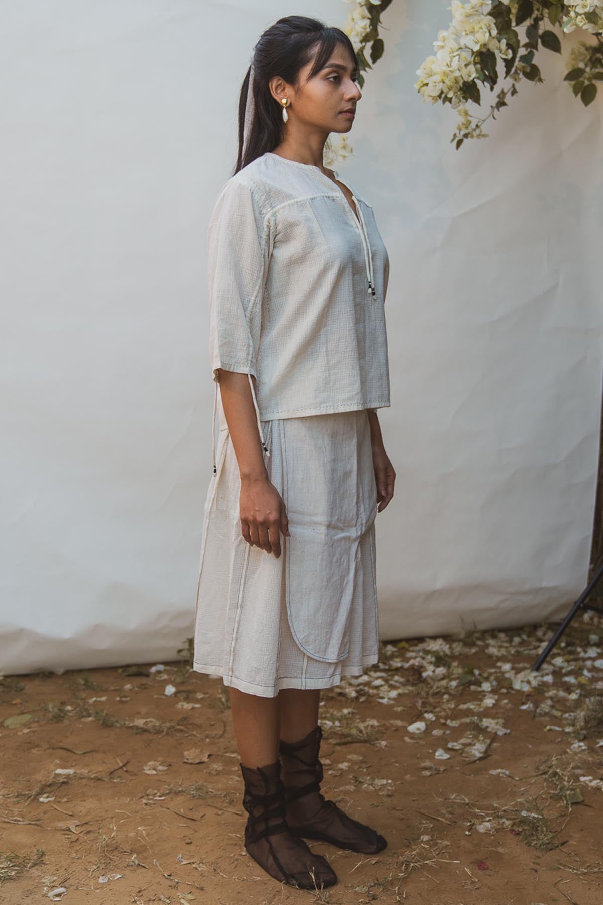 Drawstring Adorn Ruched Top