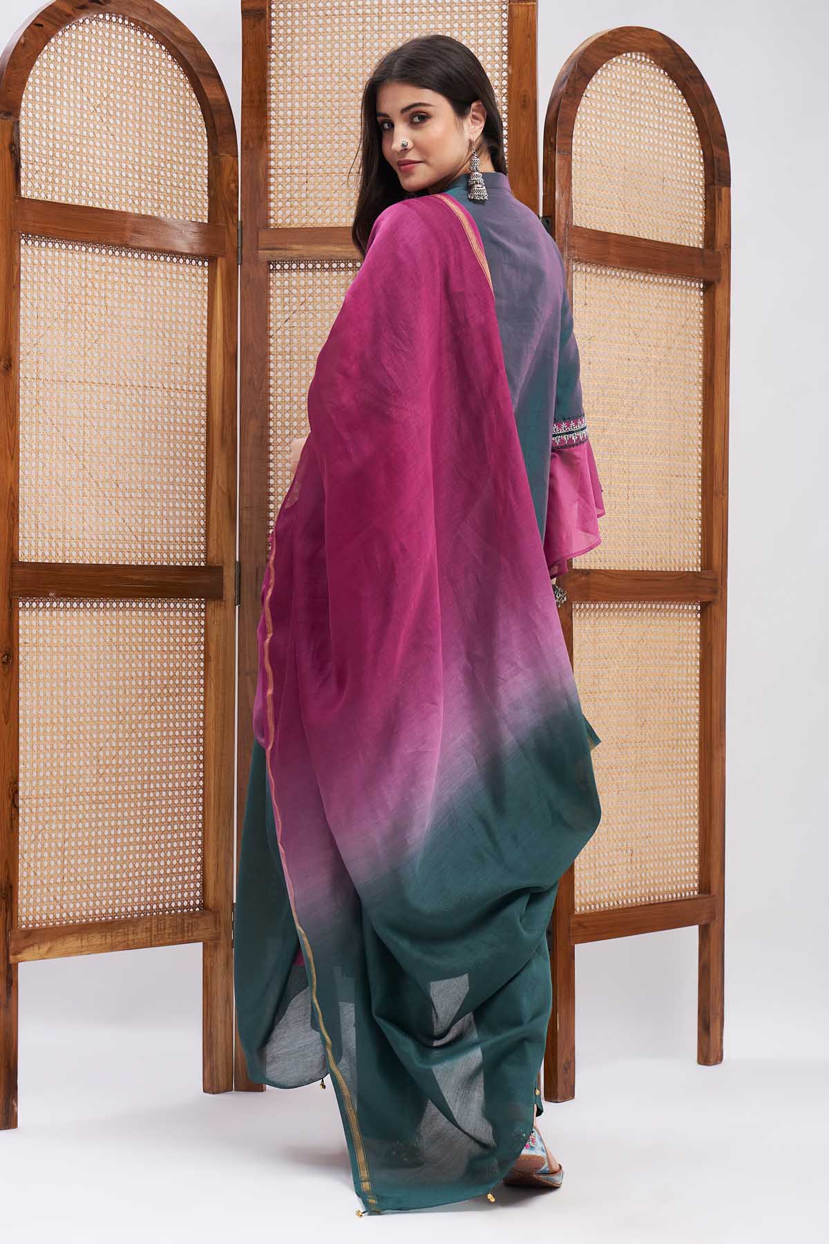 Dual Tone Chanderi Kurta Set