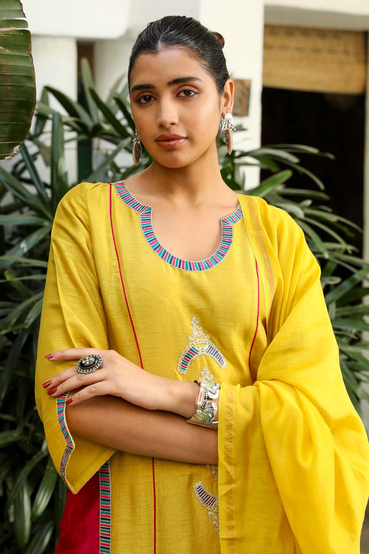 Dual Tone Resham Work Kurta Set