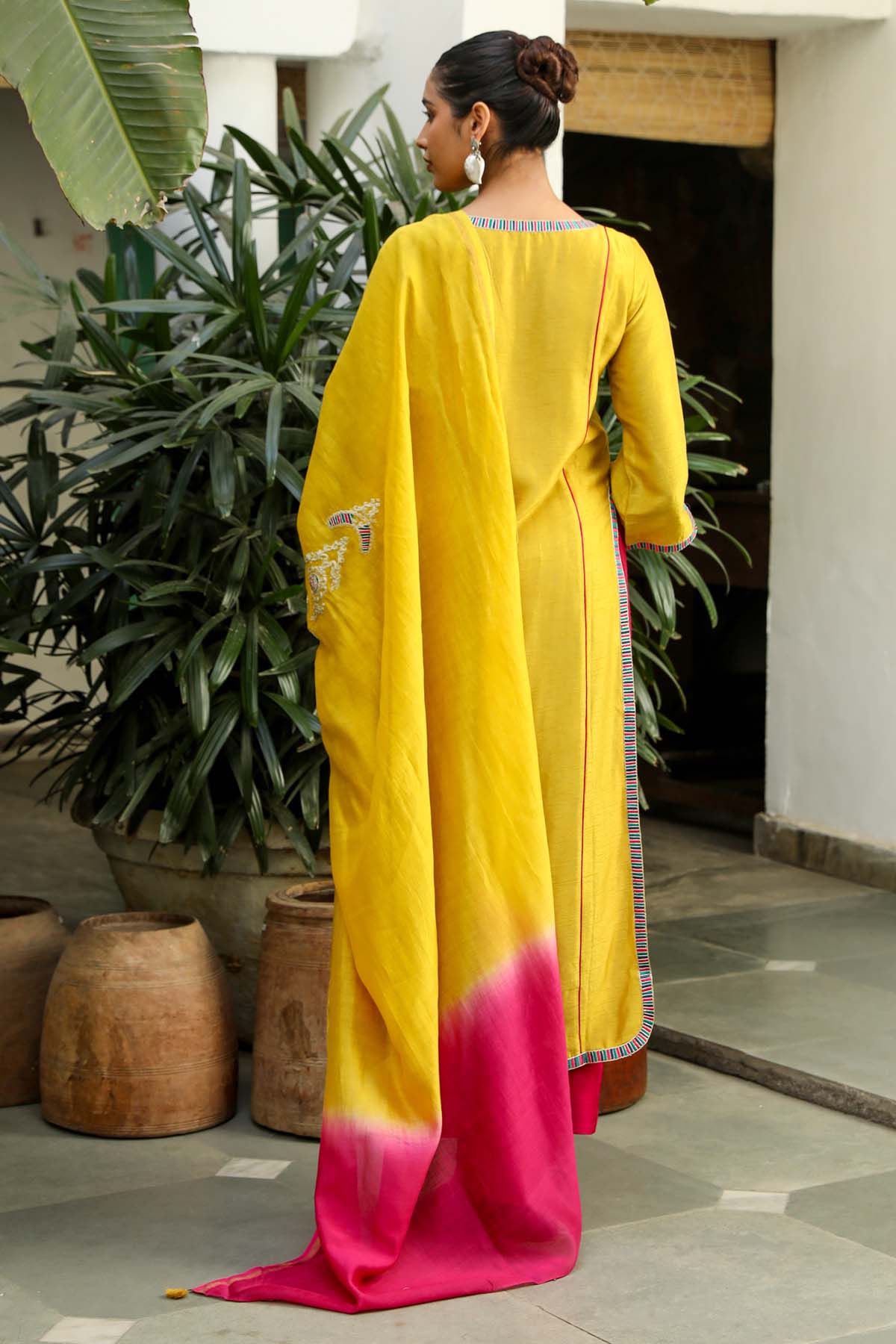 Dual Tone Resham Work Kurta Set